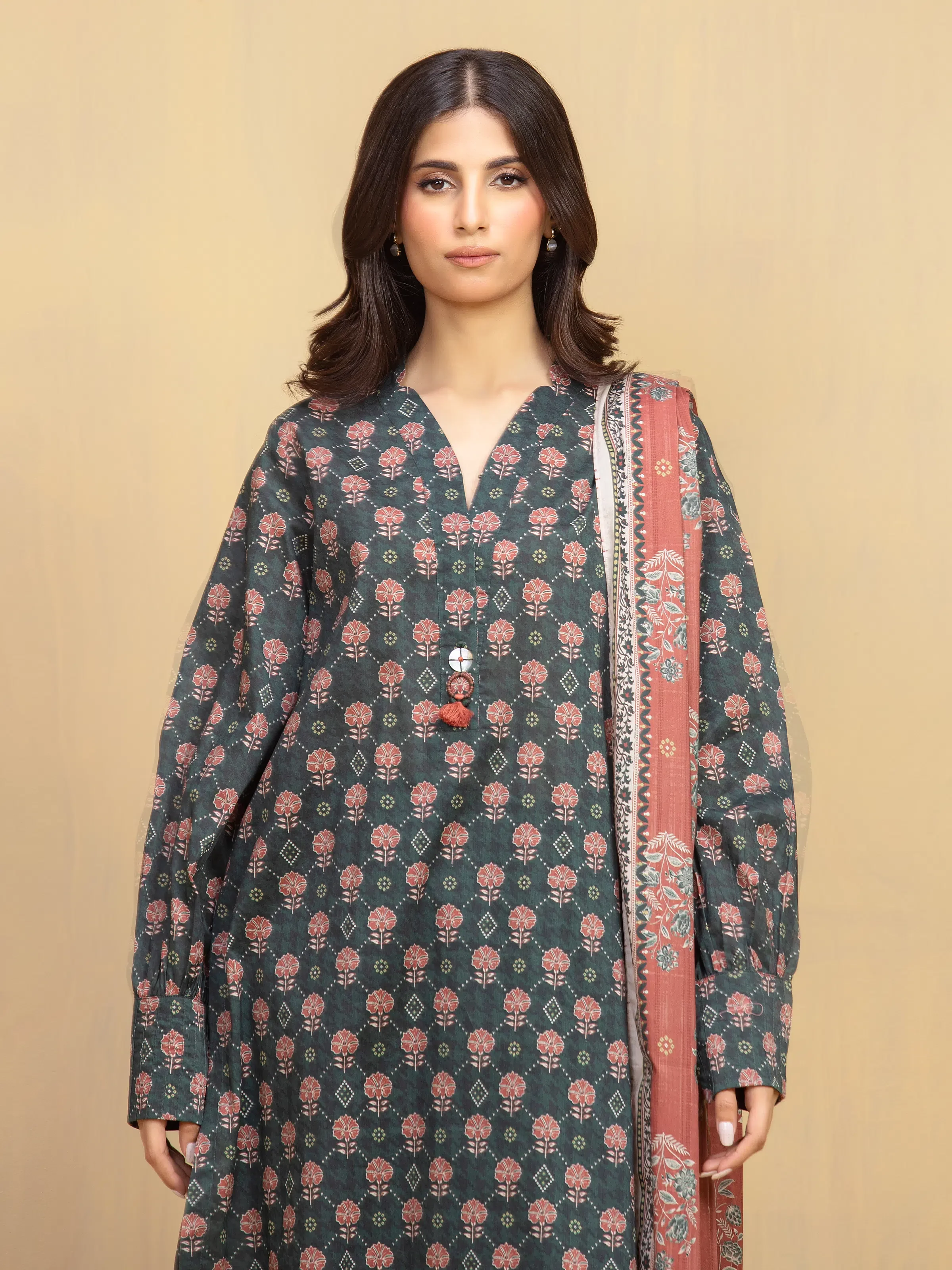 Unstitched Printed Khaddar Suit - EWU5A3-36121-3P - Image 2