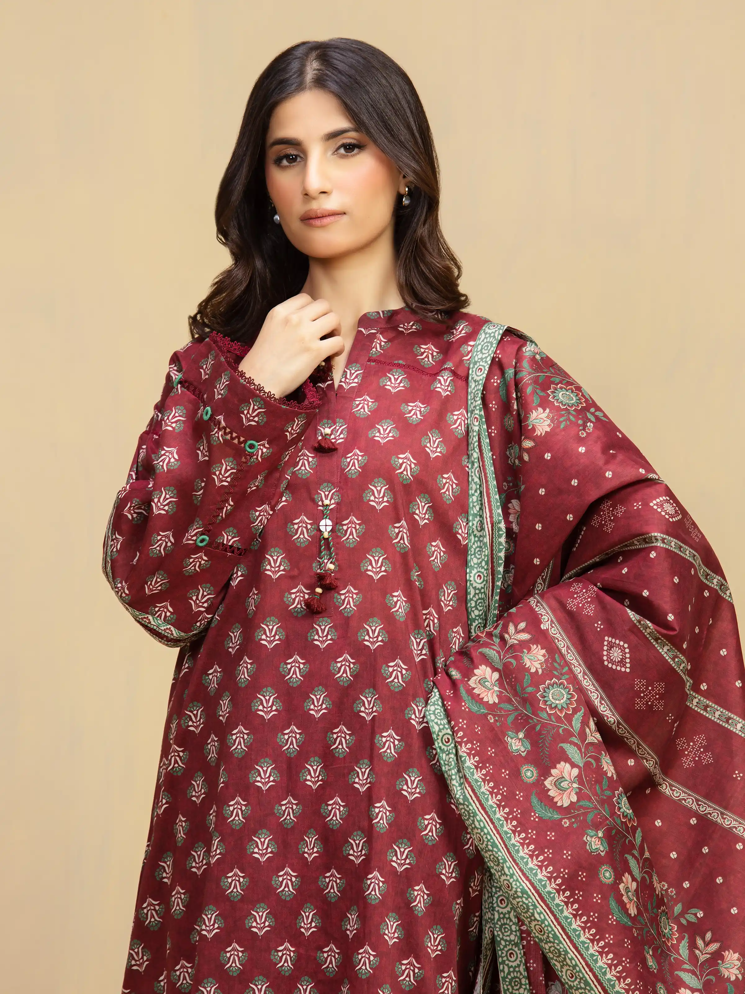 Unstitched Printed Khaddar Suit - EWU5A3-36129-3P - Image 2