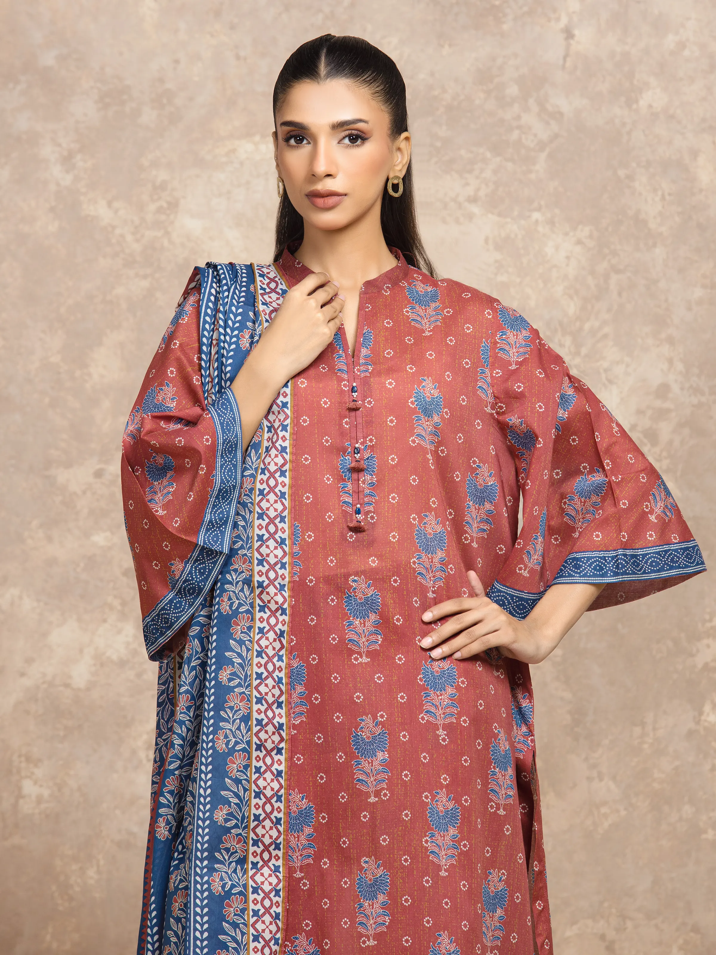 Unstitched Printed Khaddar Suit - EWU5A3-36131-3P - Image 2