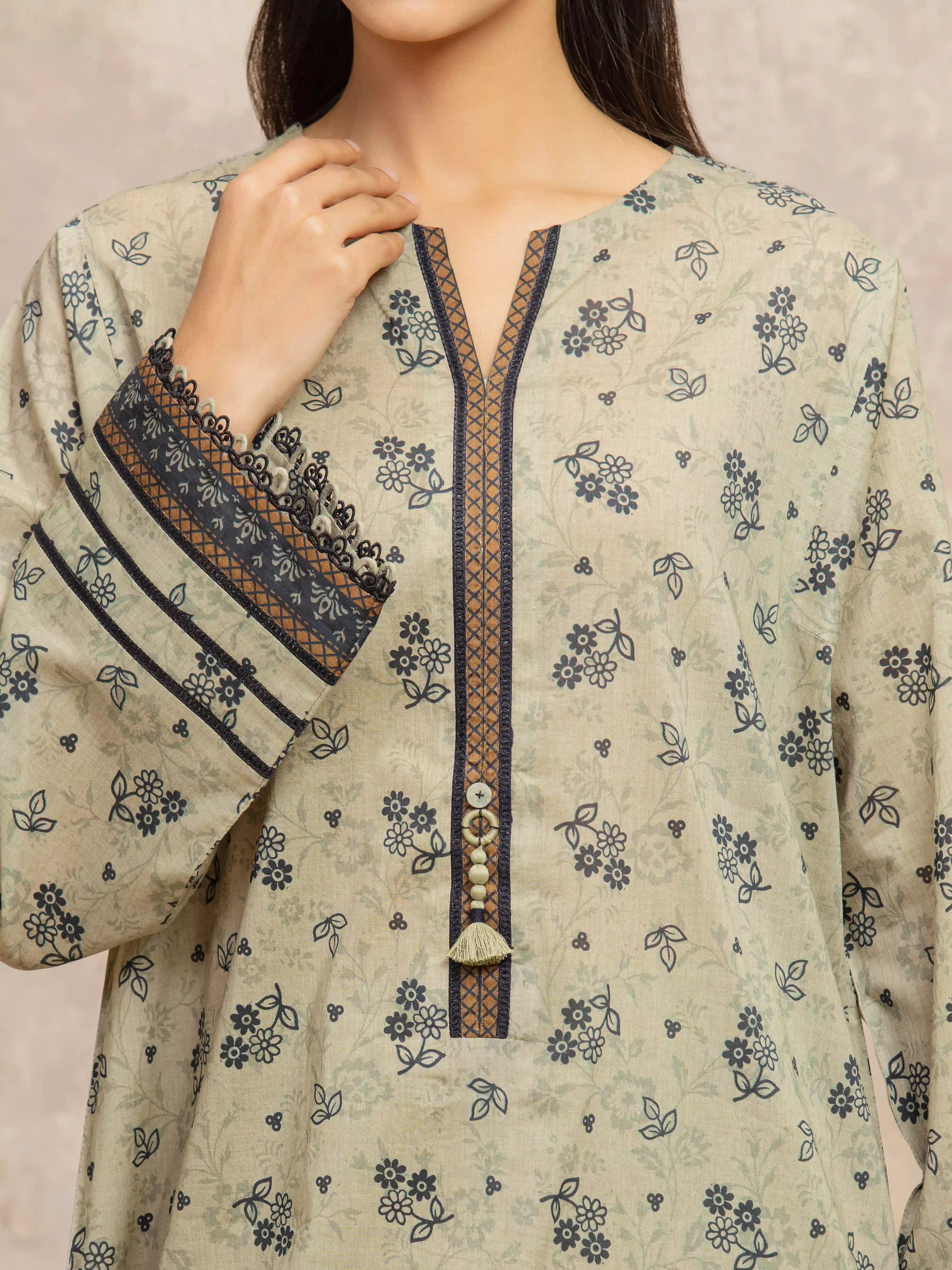 Unstitched  Printed Khaddar Shirt - EWU5M3-013S - Image 3