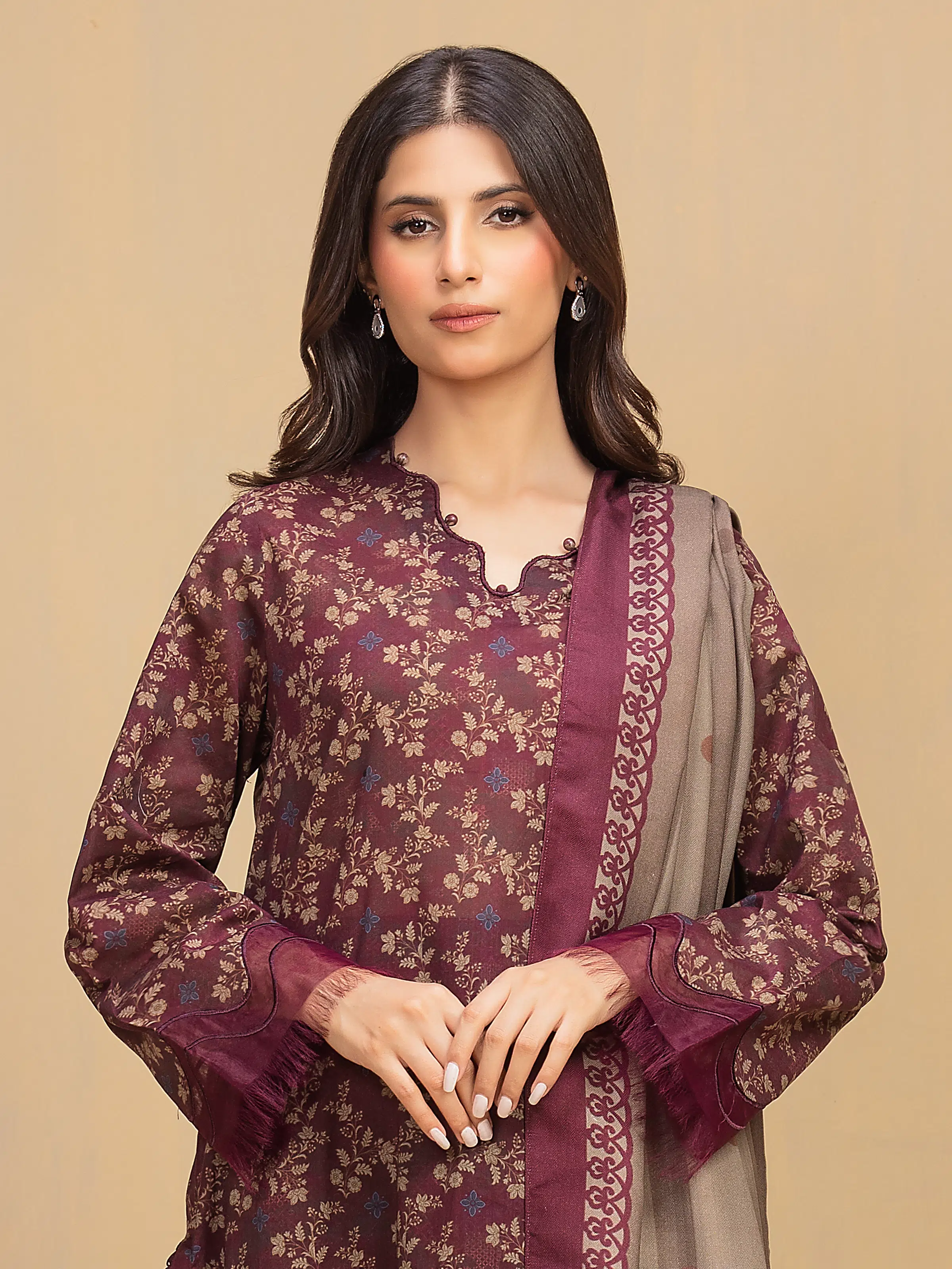 Unstitched Printed Khaddar Shirt - EWU5M3-021S - Image 3