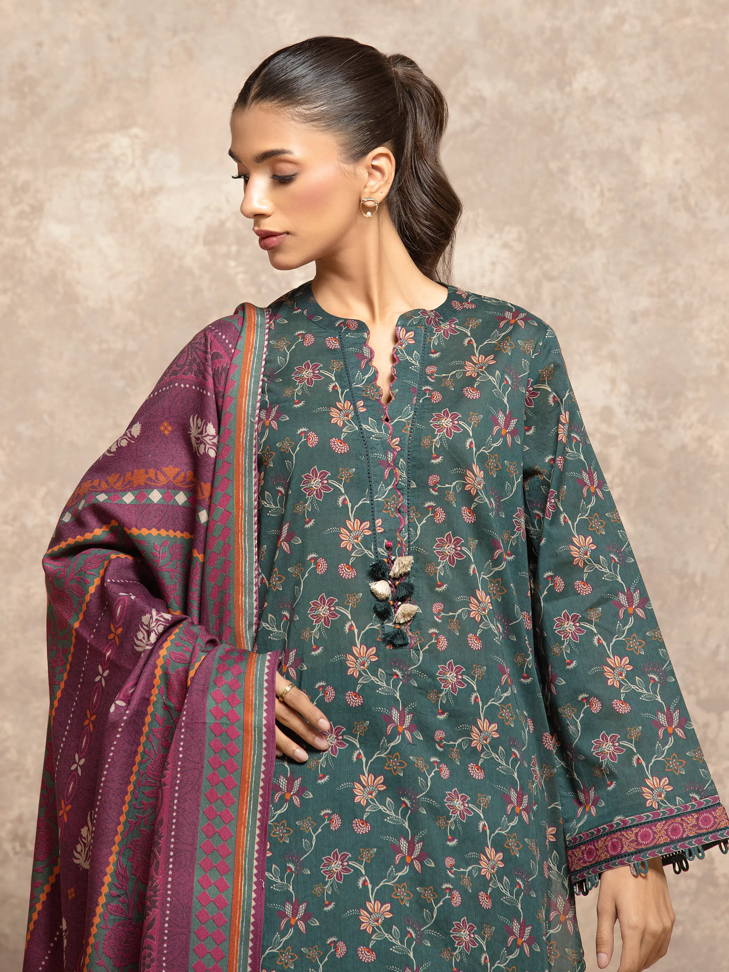 Unstitched Printed Khaddar Shirt Trouser - EWU5M3-027ST - Image 2