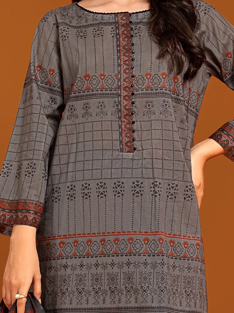 Unstitched Printed Khaddar Suit - EWU24A3-27139-3P - Image 4