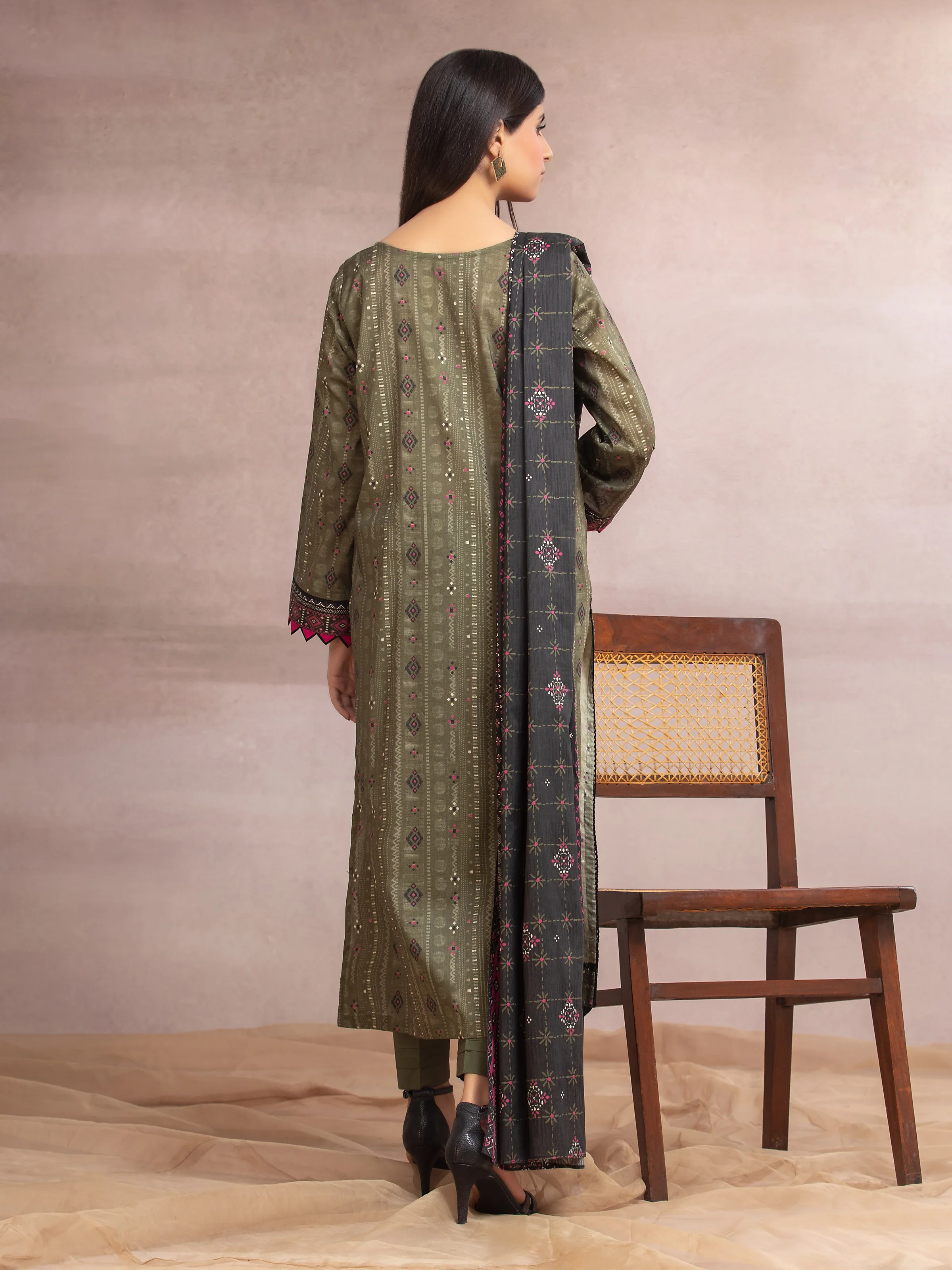Unstitched  Printed Khaddar Shirt Trouser - EWU24A3-27148SD - Image 2