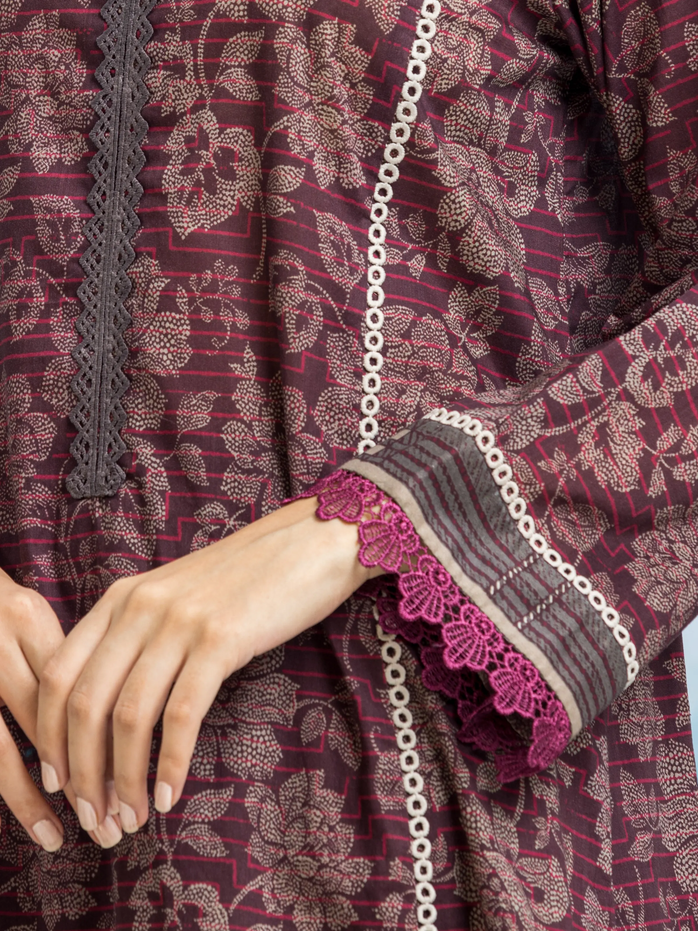 Unstitched  Printed Khaddar Shirt Trouser - EWU24A3-29503ST - Image 4