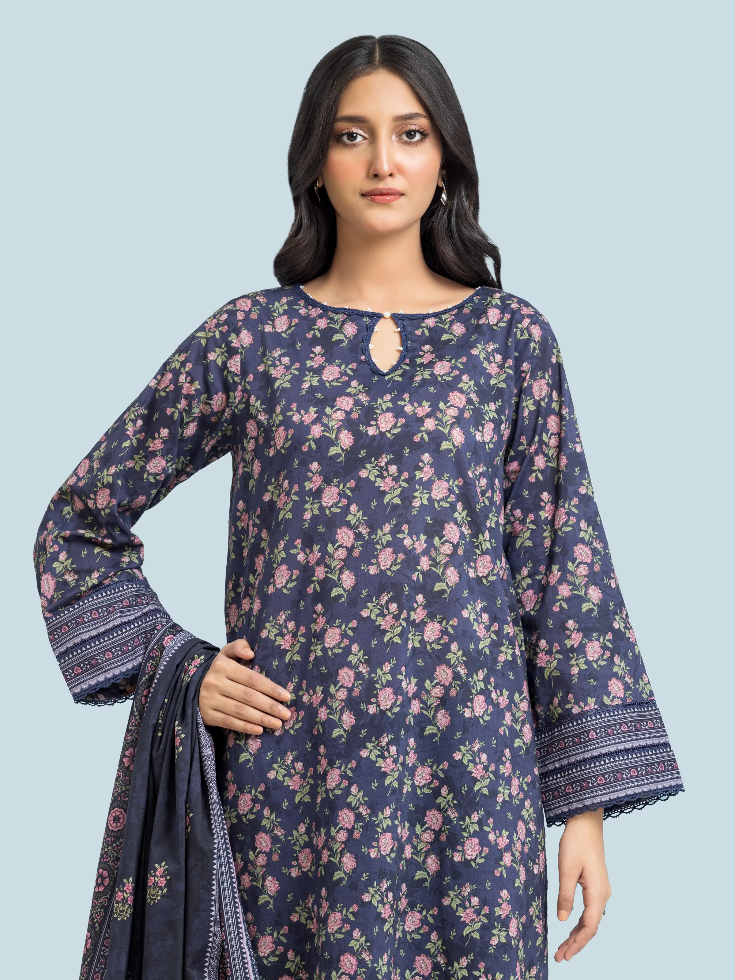 Unstitched Printed Khaddar Suit - EWU24A3-29650-3P - Image 3
