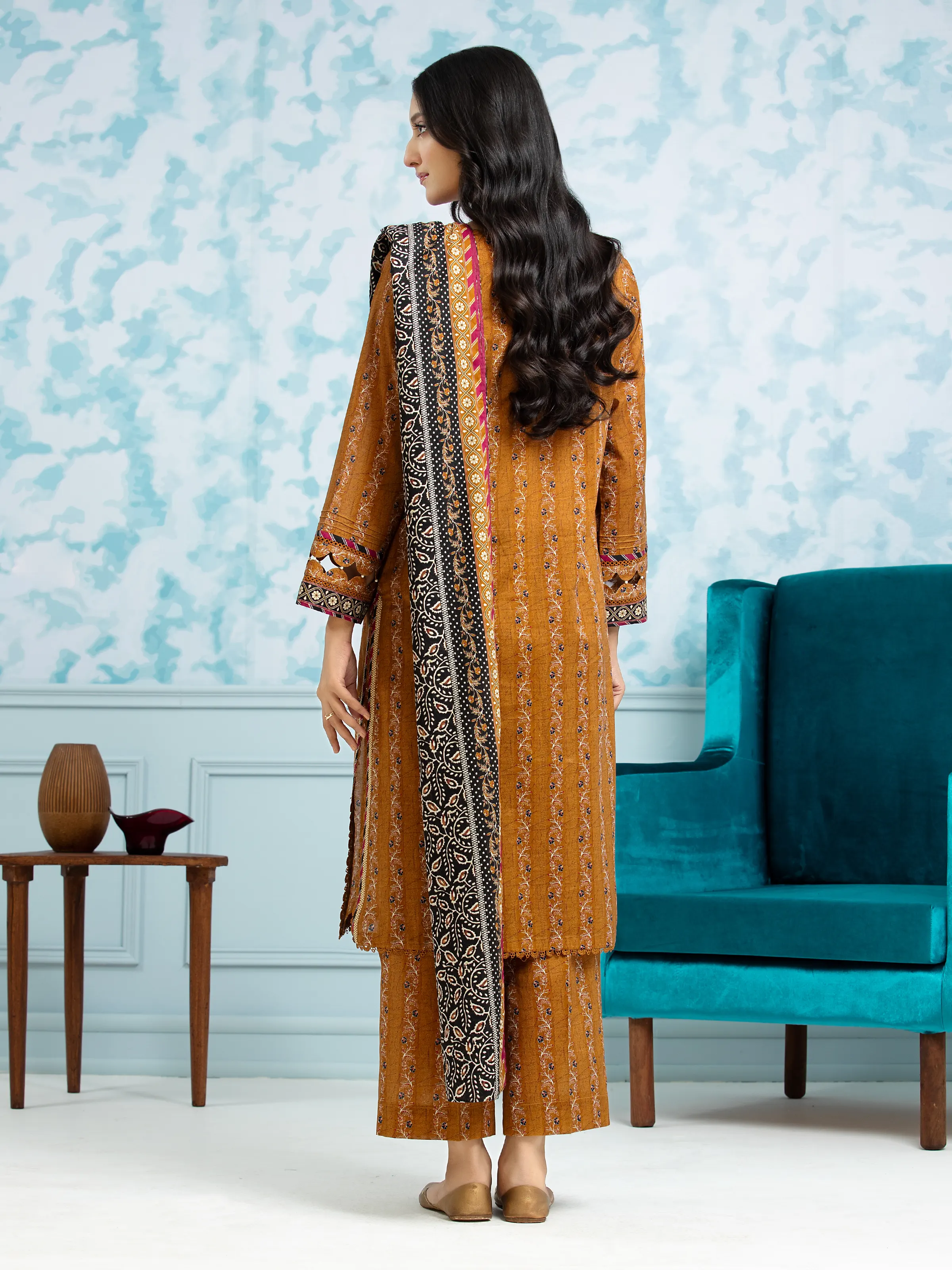 Unstitched  Printed Khaddar Shirt Trouser - EWU24A3-29703ST - Image 2