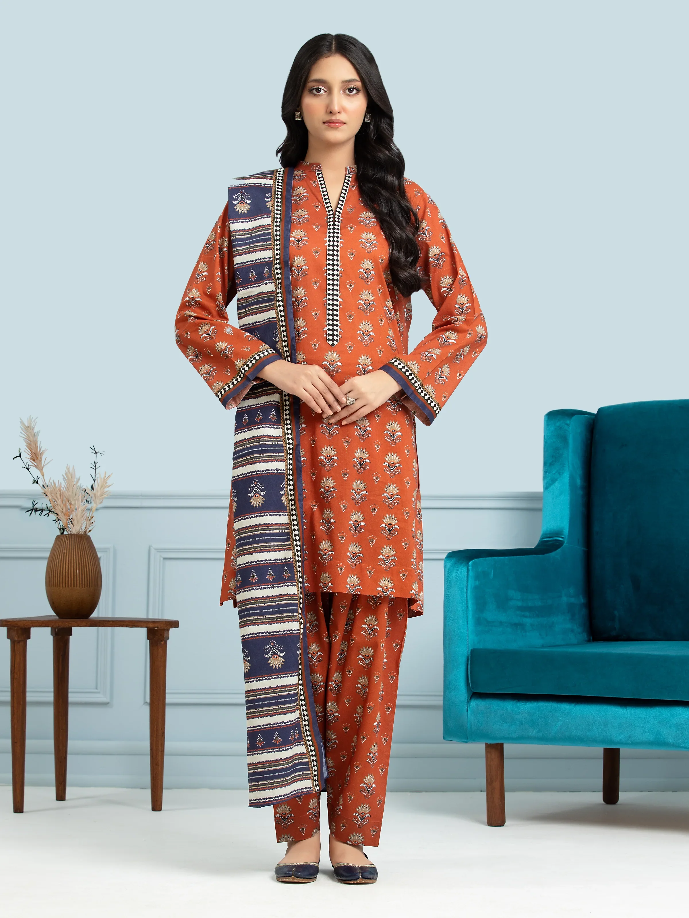 Unstitched Printed Khaddar Shirt Trouser - EWU24A3-29717ST