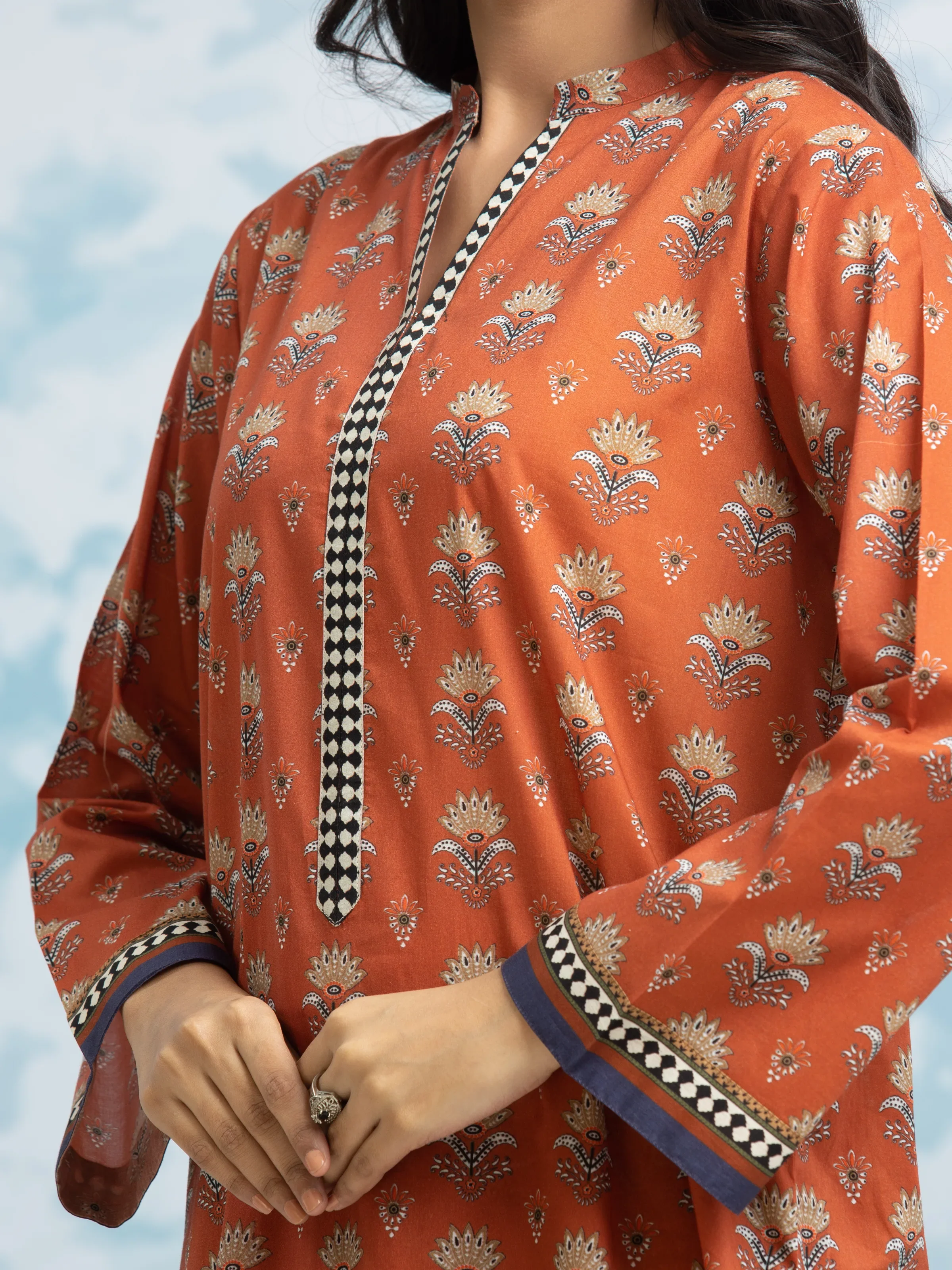 Unstitched Printed Khaddar Shirt Trouser - EWU24A3-29717ST - Image 3