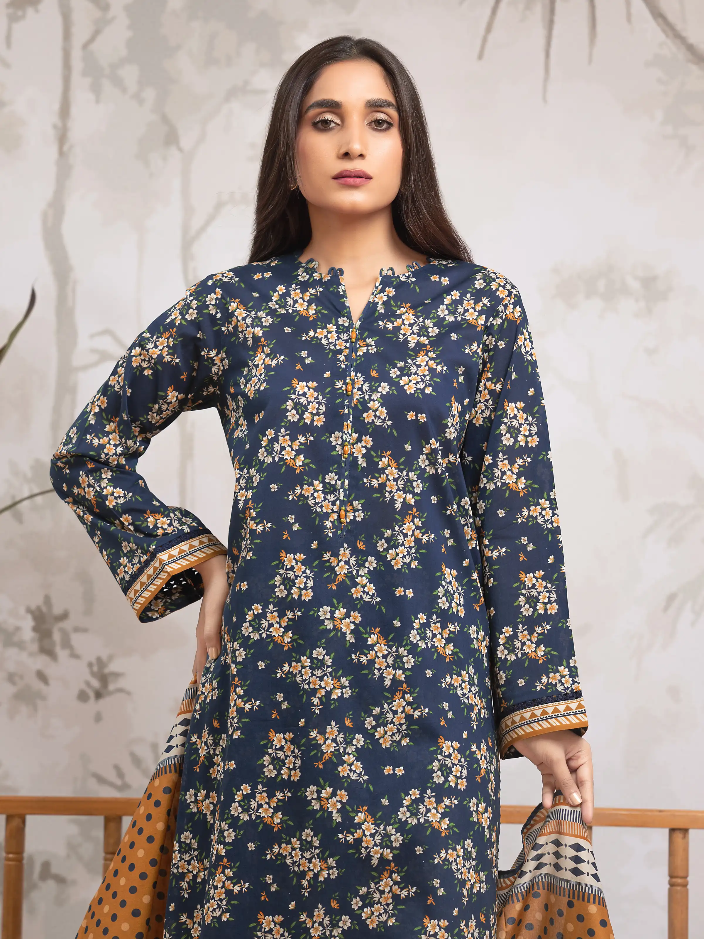 Unstitched  Printed Khaddar Shirt Trouser - EWU24A3-29806ST - Image 3