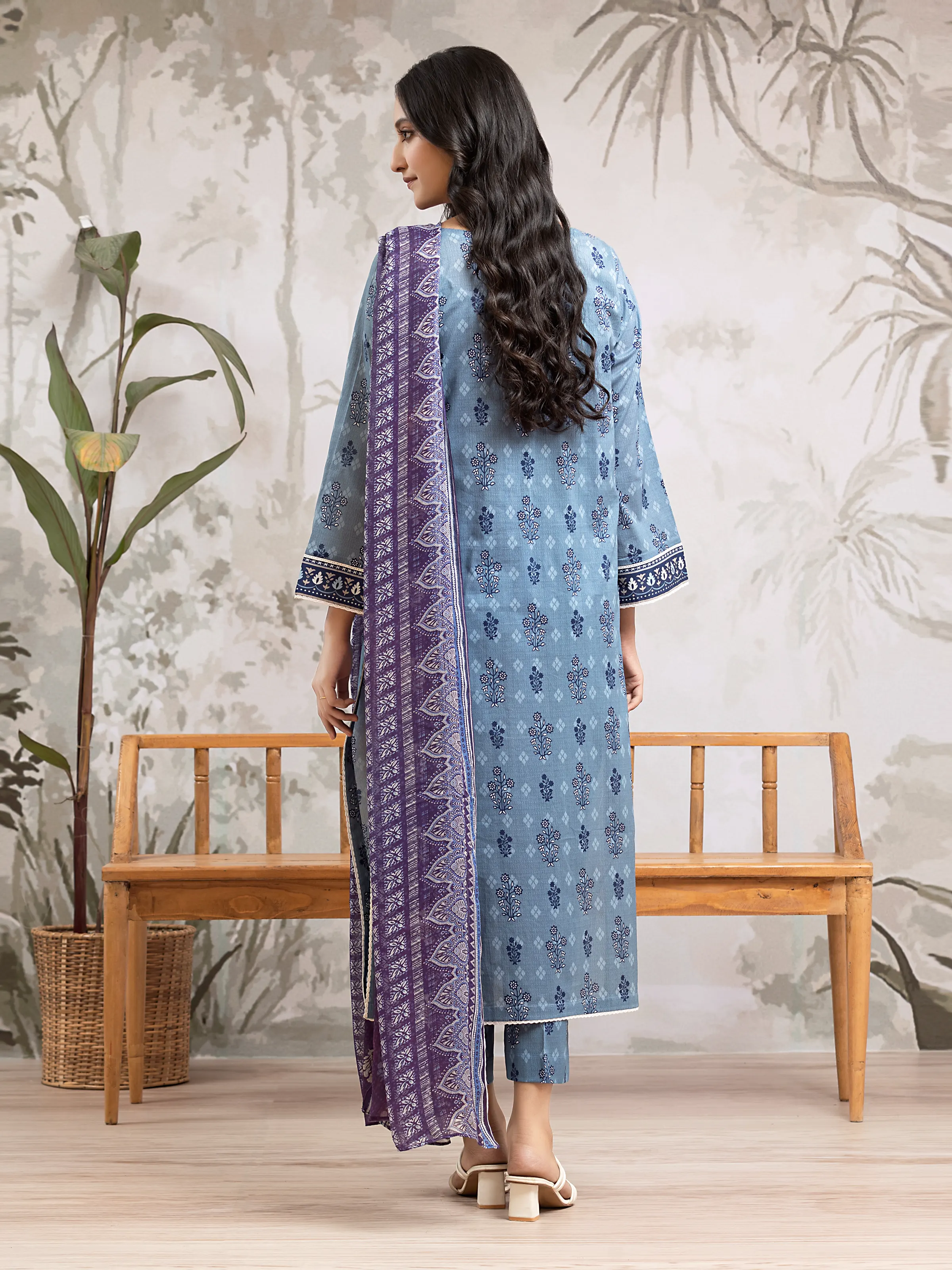 Unstitched  Printed Khaddar Shirt Trouser - EWU24M2-189ST - Image 2