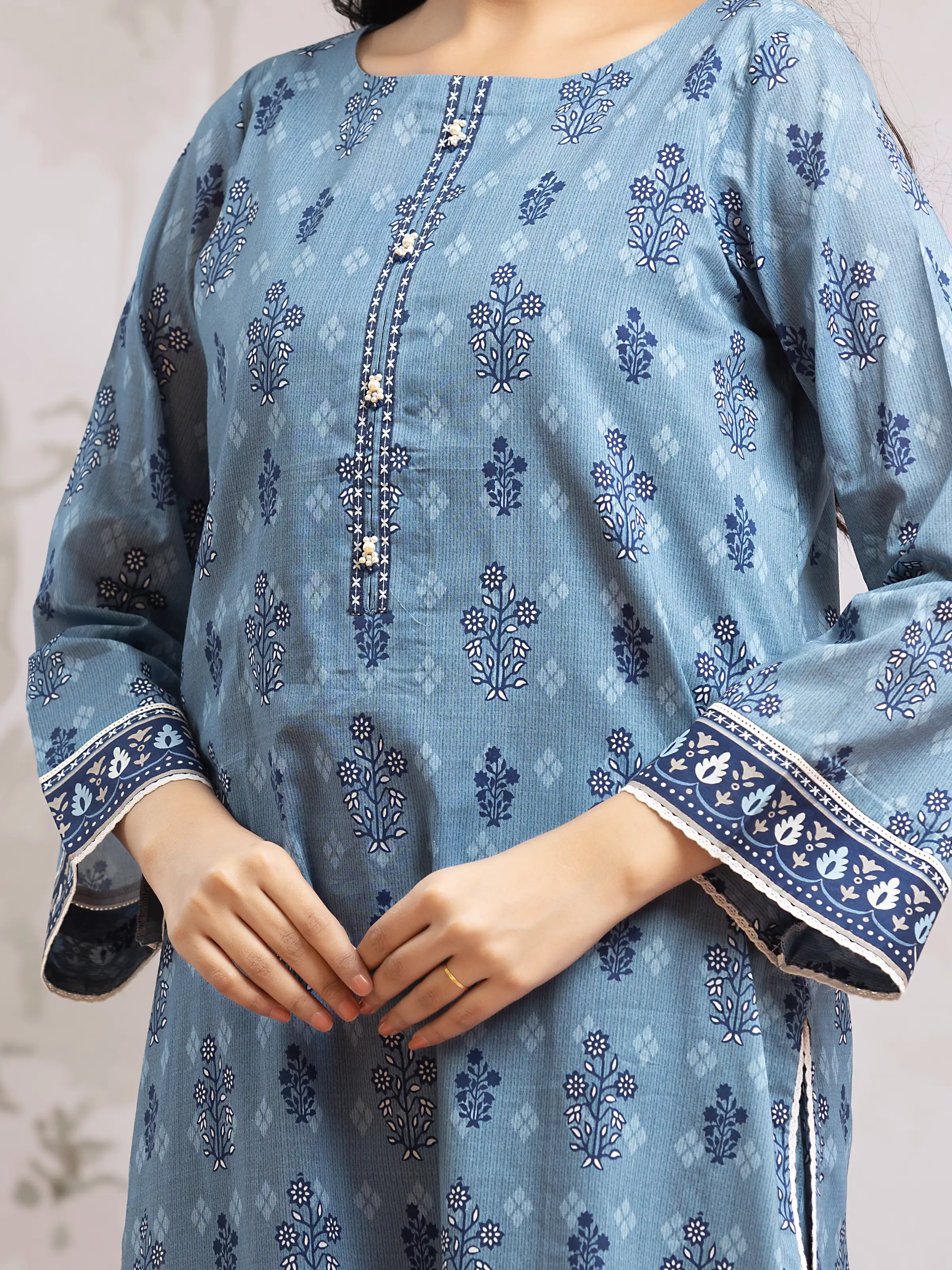 Unstitched  Printed Khaddar Shirt Trouser - EWU24M2-189ST - Image 3