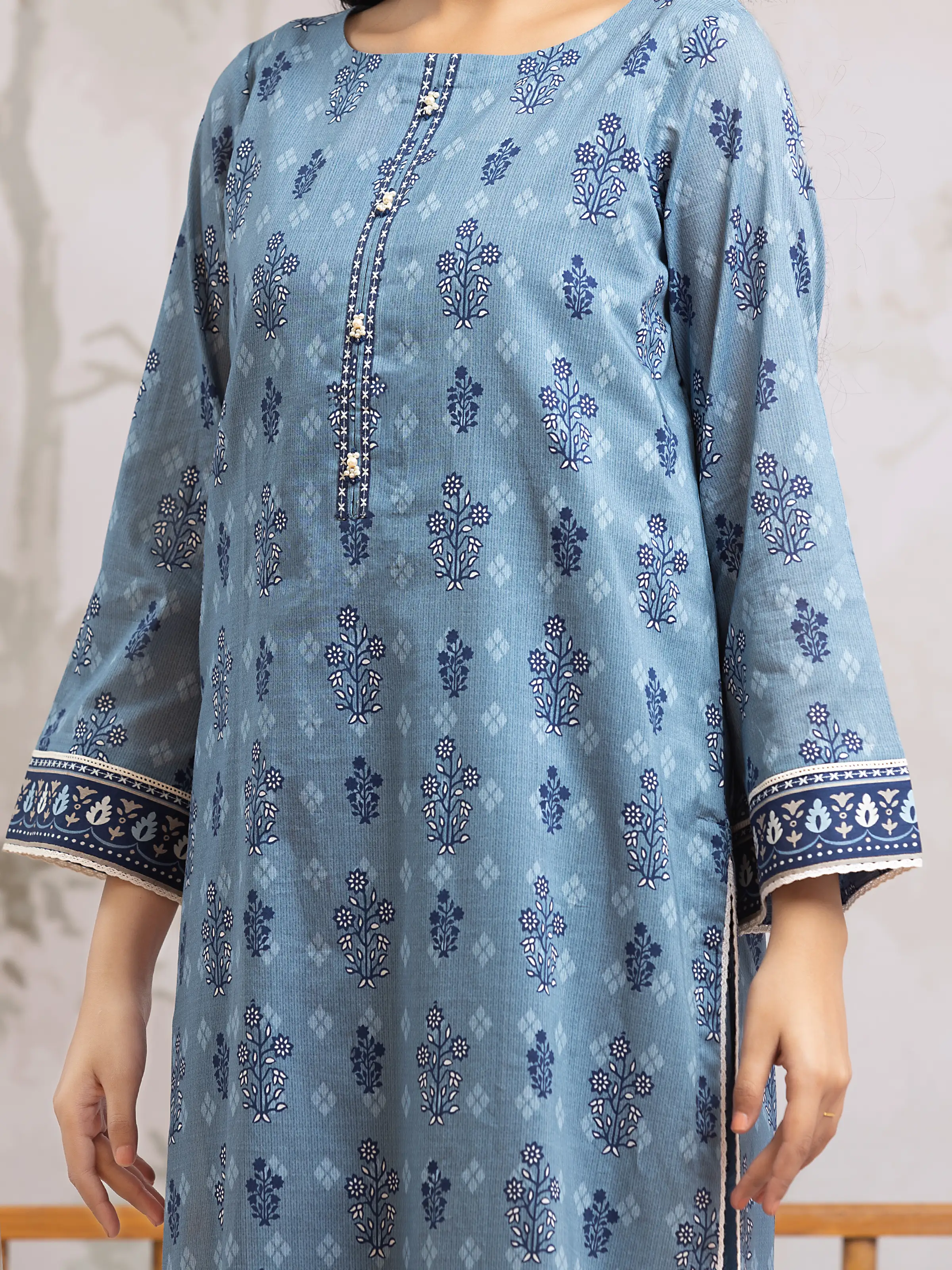 Unstitched  Printed Khaddar Shirt Trouser - EWU24M2-189ST - Image 4