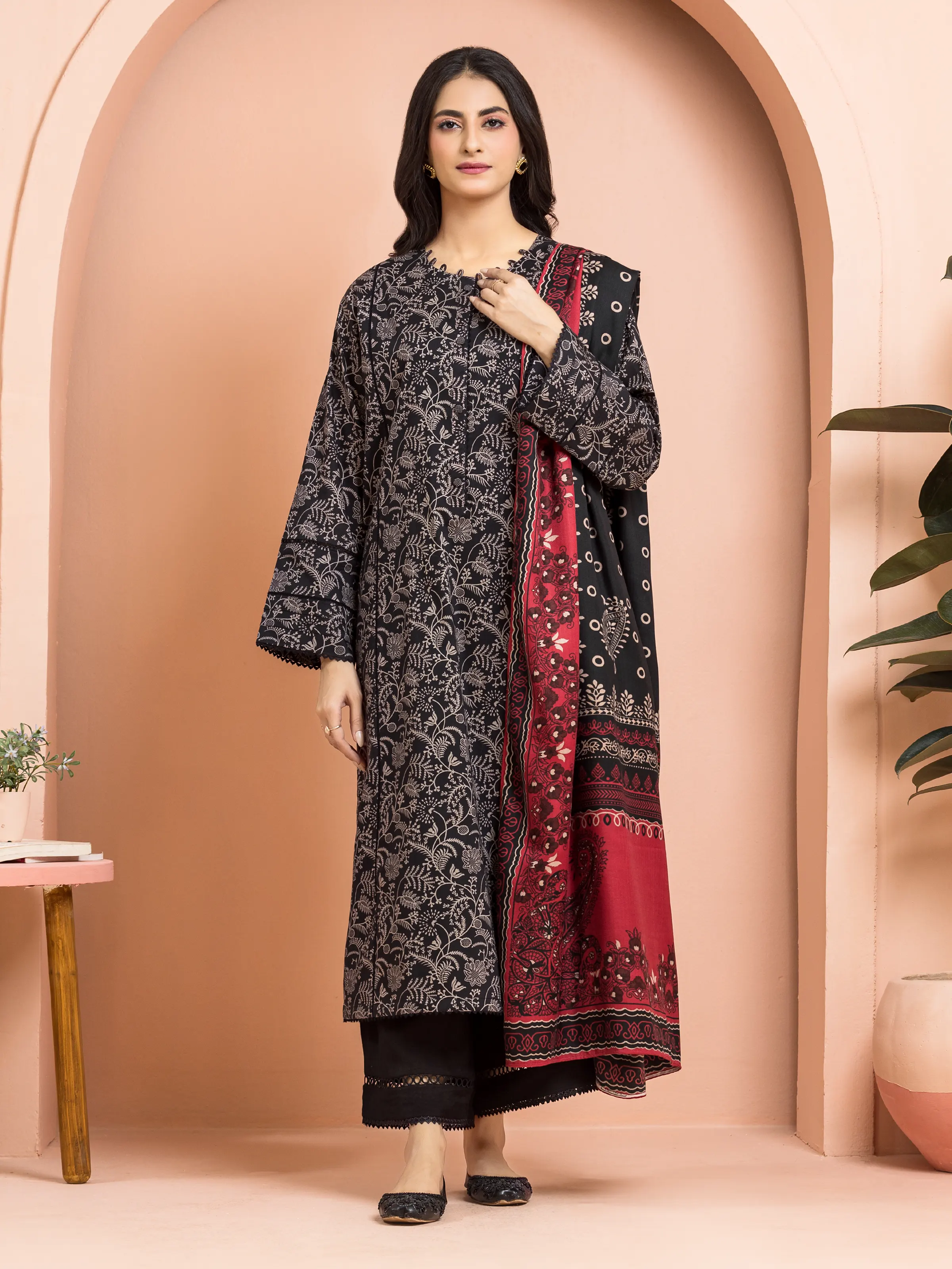 Unstitched Printed Khaddar Shirt Trouser - EWU24M3-102ST