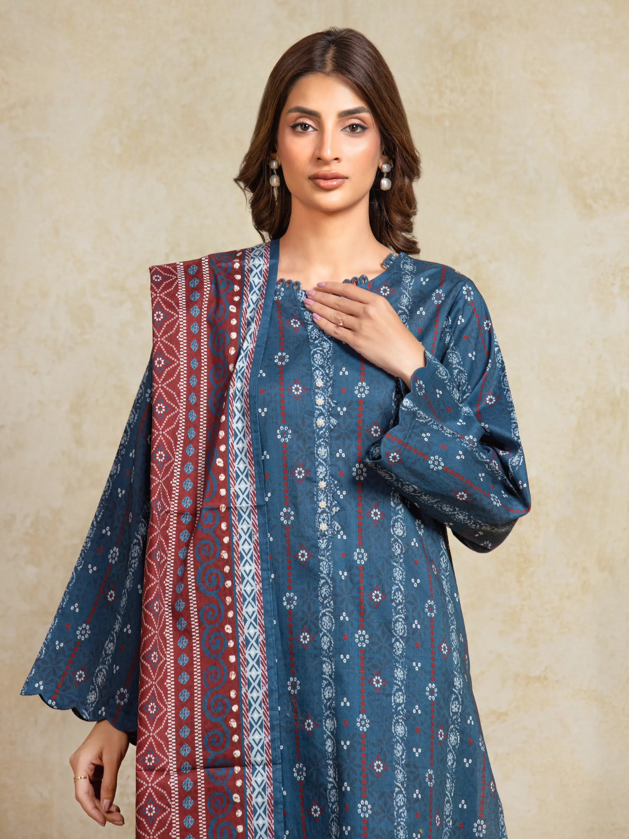 Unstitched Printed Khaddar Shirt Trouser - EWU5A3-35909ST - Image 2