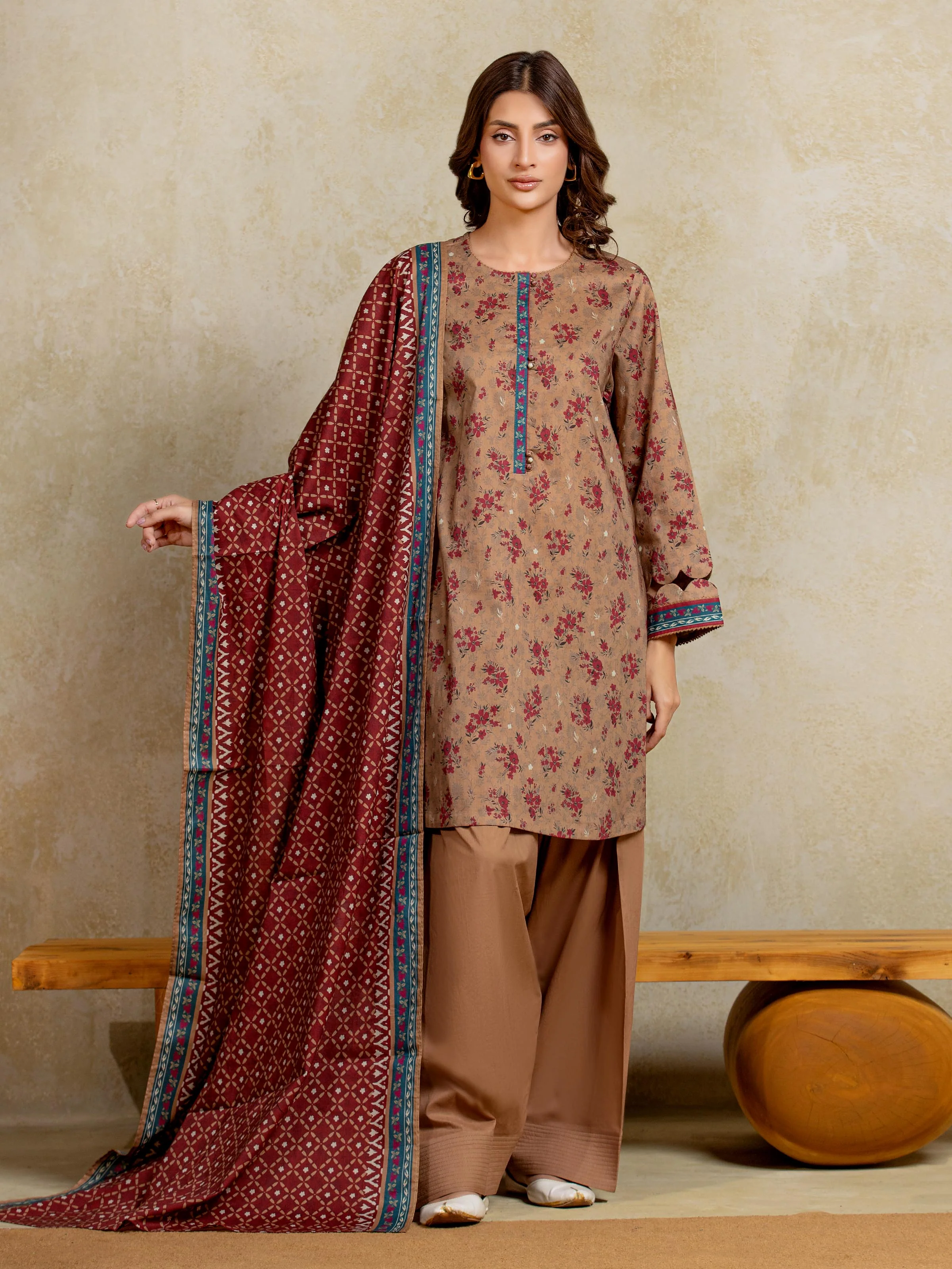 Unstitched Printed Khaddar Suit - EWU5A3-35910-3P