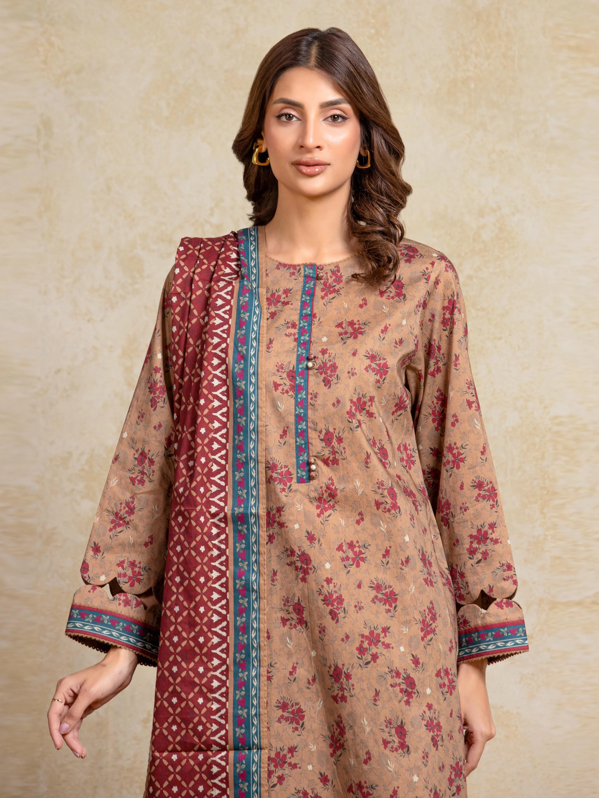 Unstitched Printed Khaddar Suit - EWU5A3-35910-3P - Image 2