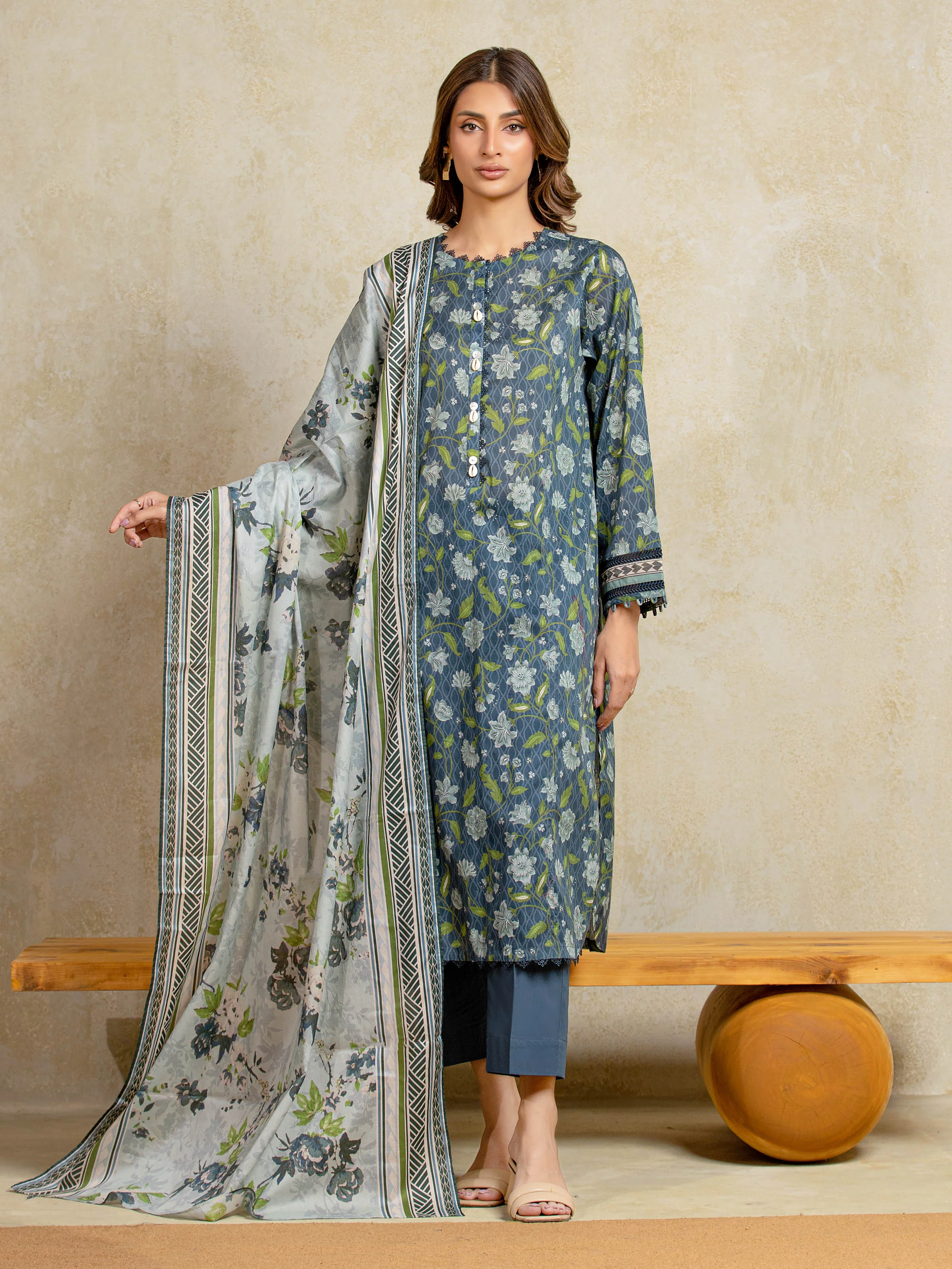Unstitched Printed Khaddar Shirt Trouser - EWU5A3-35932ST