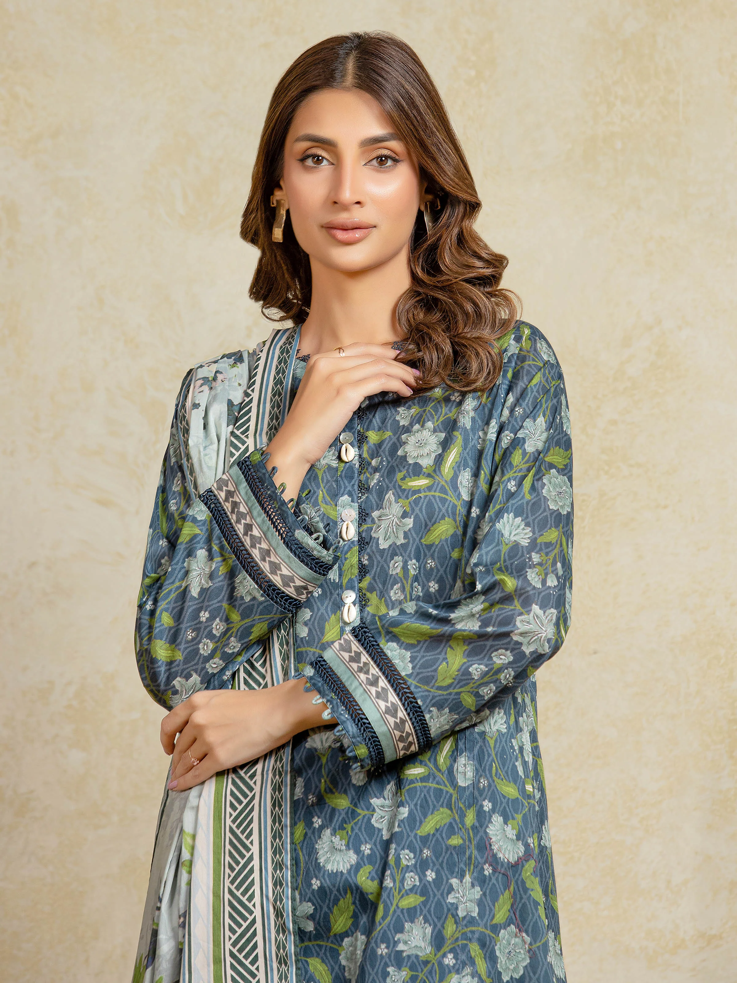 Unstitched Printed Khaddar Shirt Trouser - EWU5A3-35932ST - Image 3