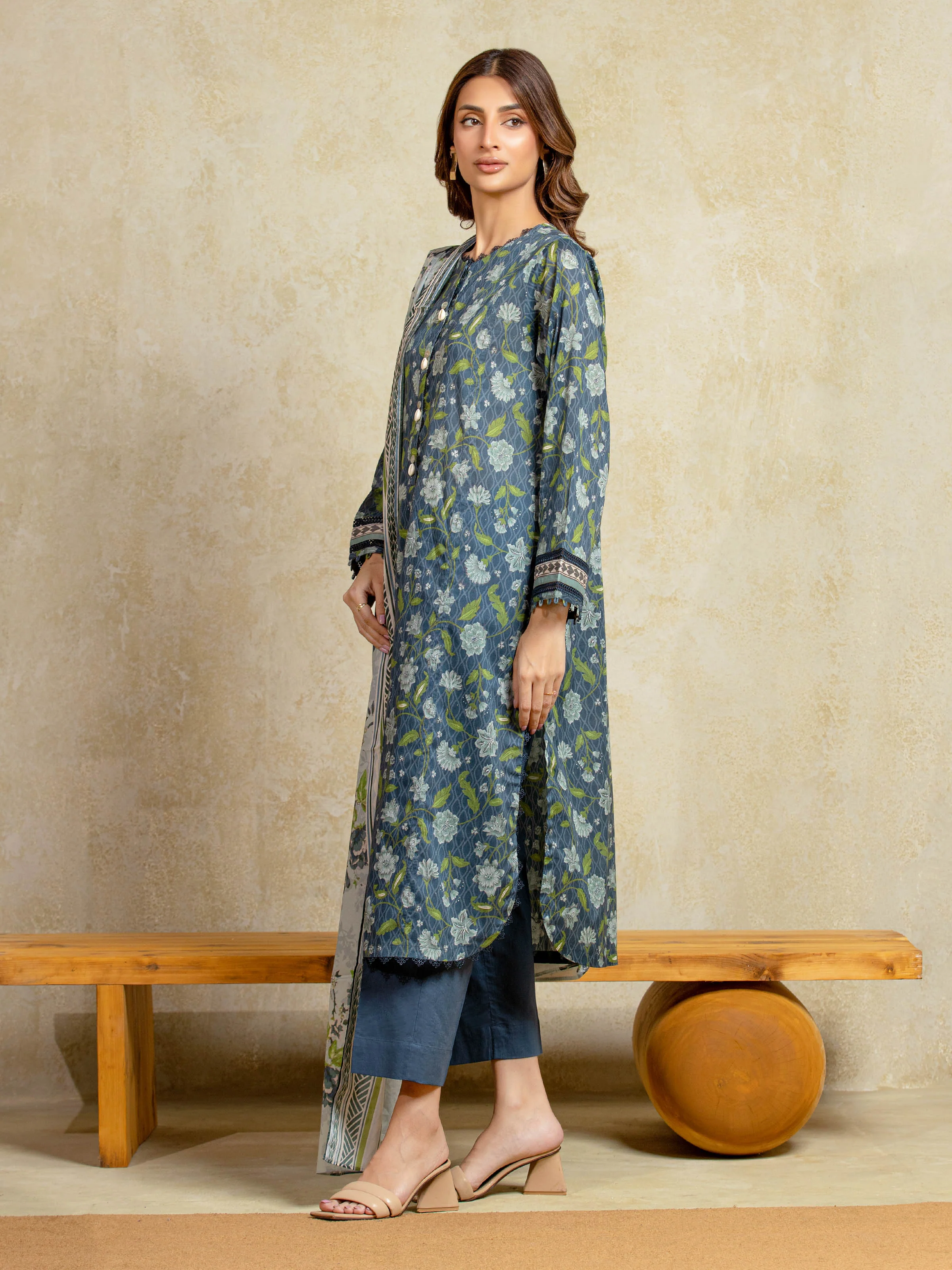 Unstitched Printed Khaddar Shirt Trouser - EWU5A3-35932ST - Image 6