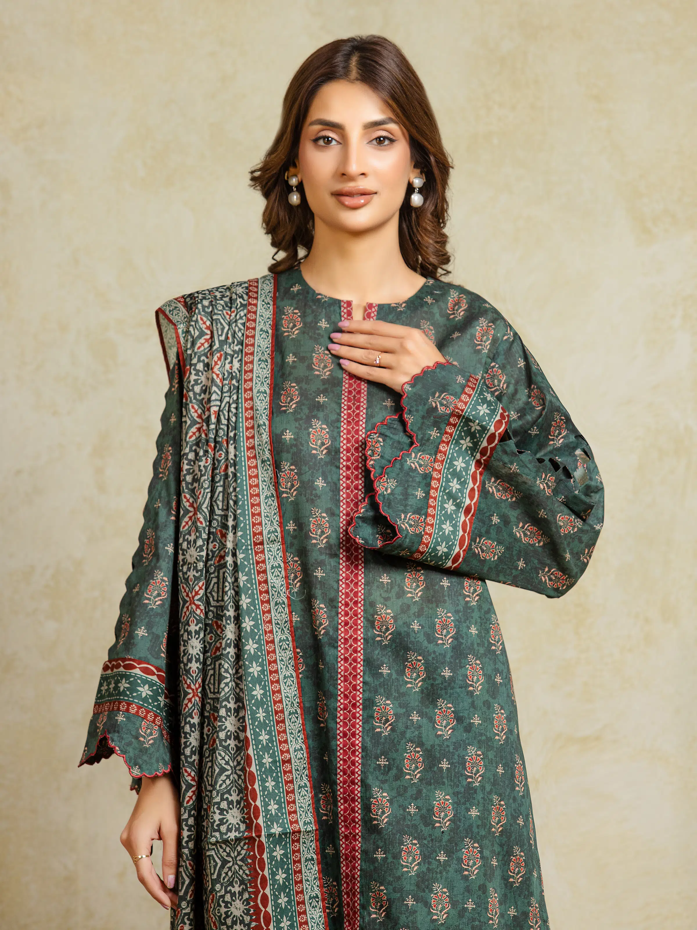 Unstitched Printed Khaddar Shirt Trouser - EWU5A3-35937ST - Image 2