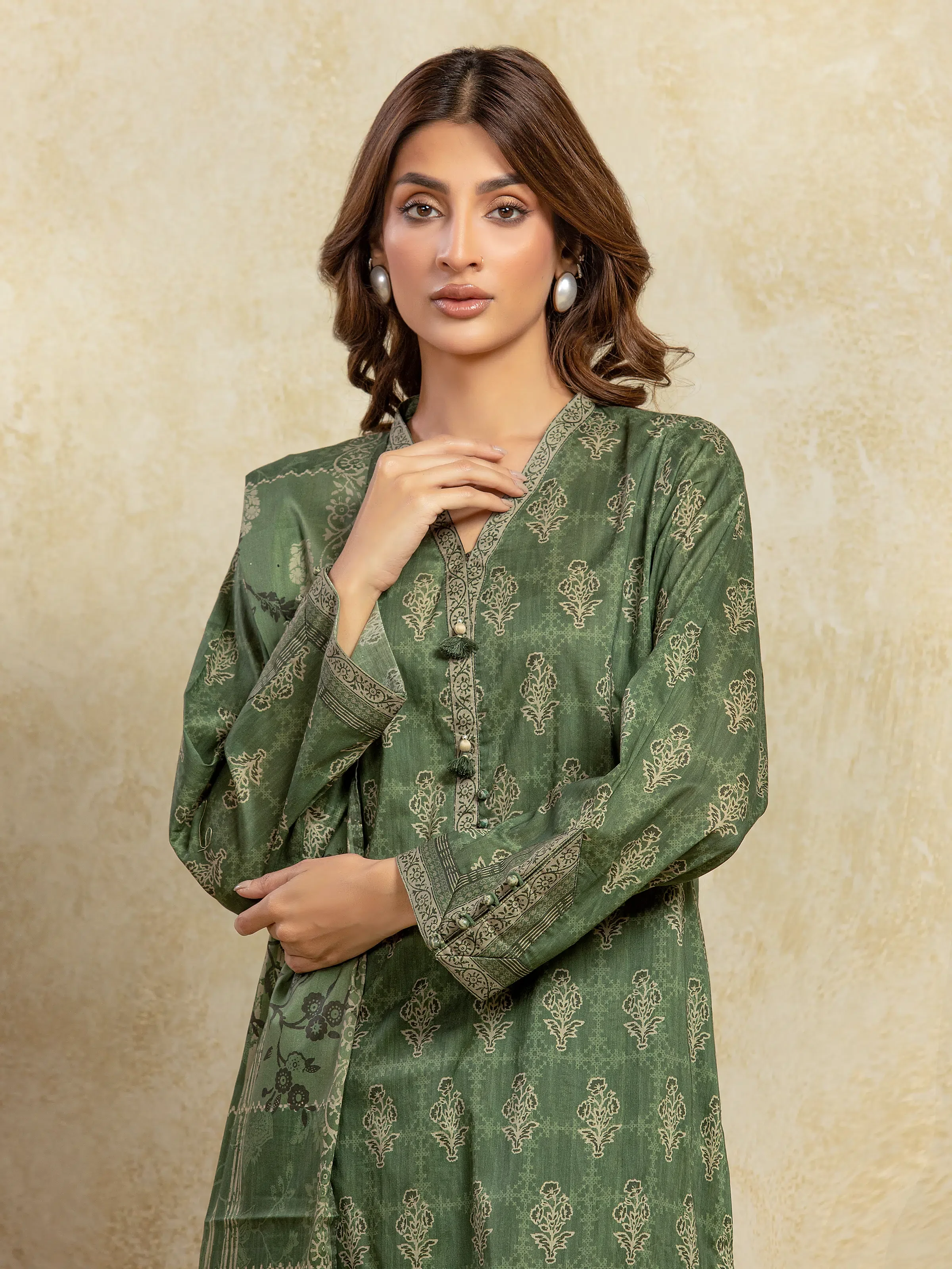 Unstitched  Printed Khaddar Shirt Trouser - EWU5A3-35958ST - Image 2