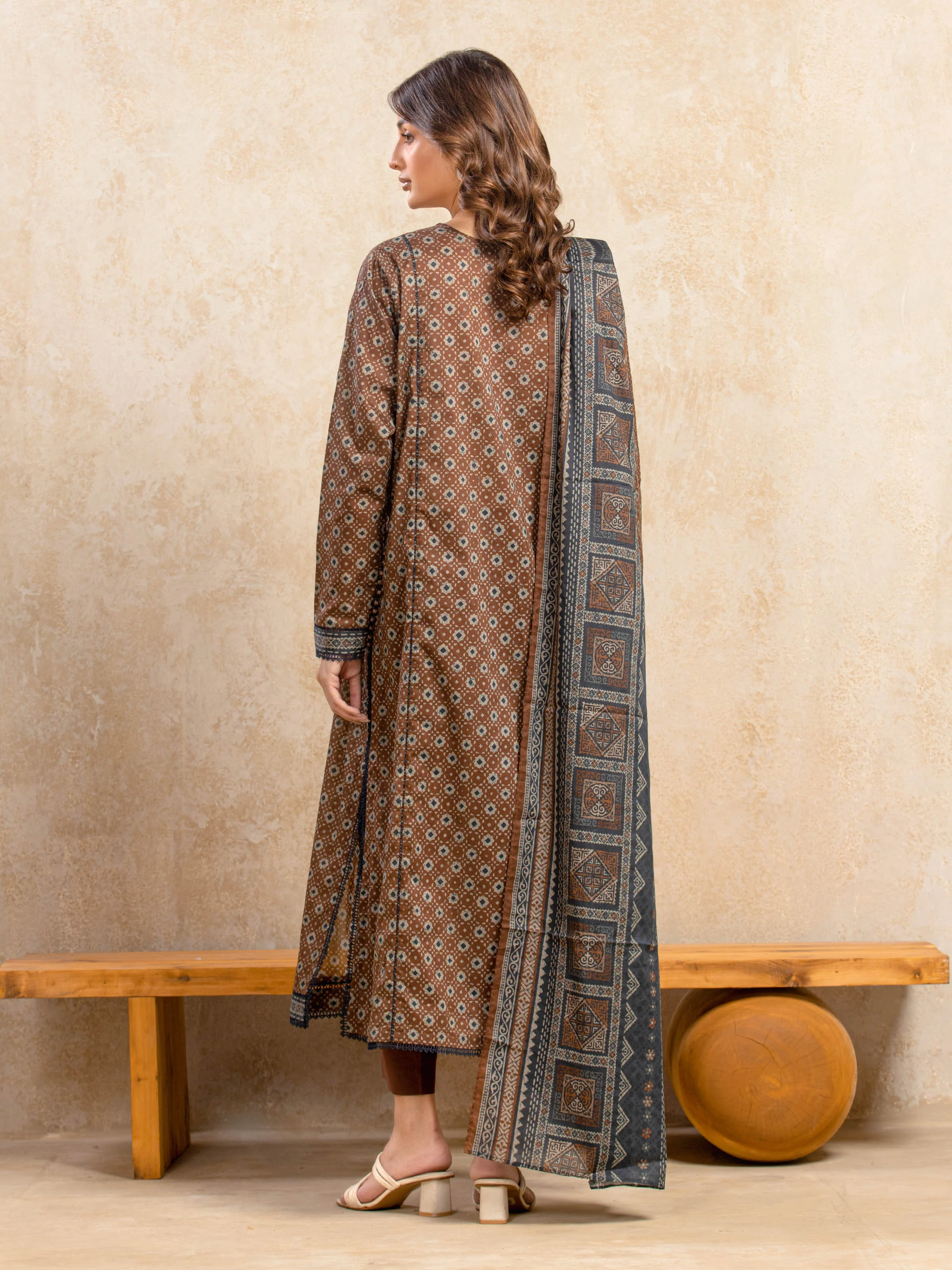 Unstitched  Printed Khaddar Shirt Trouser - EWU5A3-35980ST - Image 6