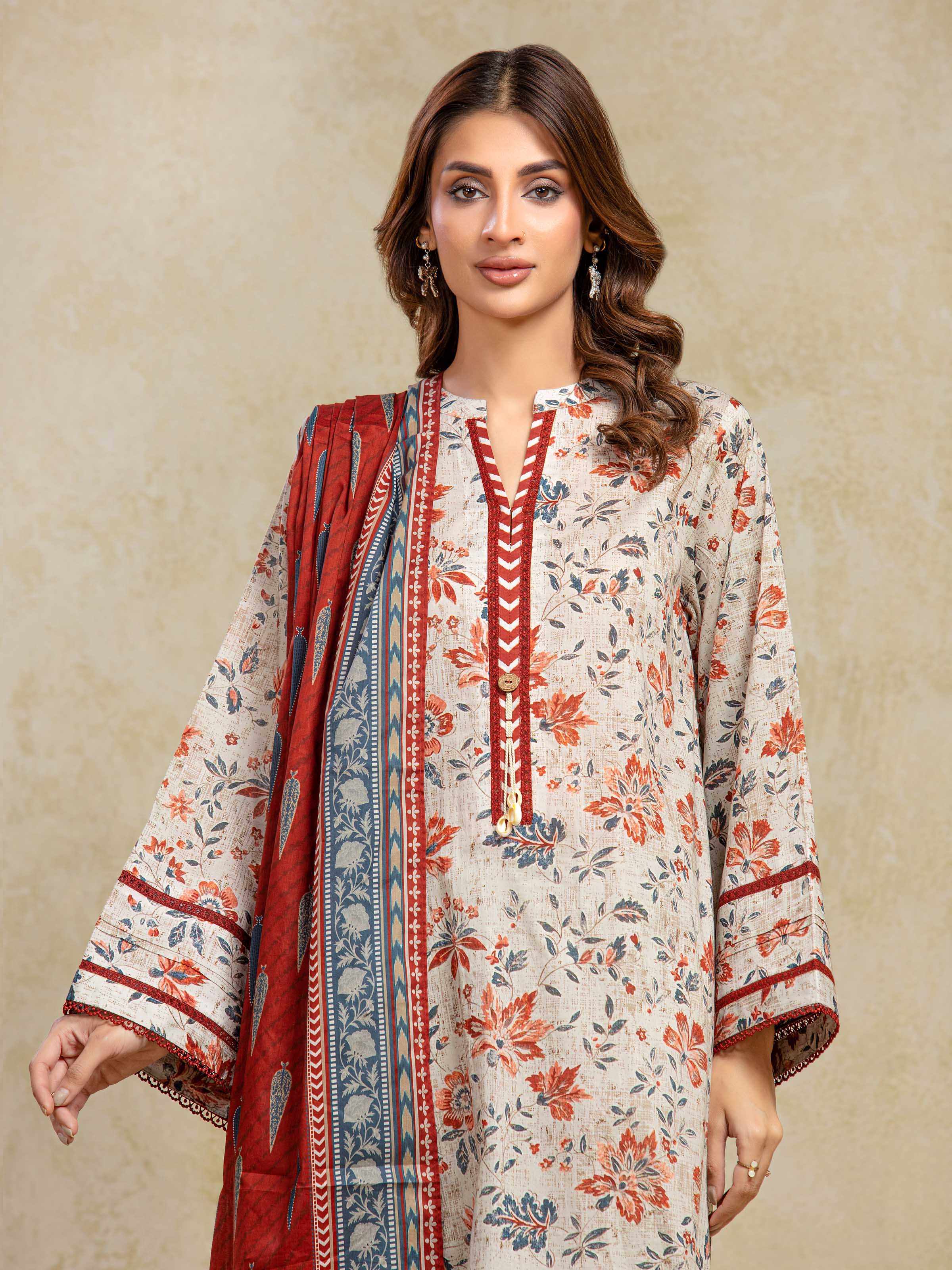 Unstitched Printed Khaddar Suit - EWU5A3-35993-3P - Image 2
