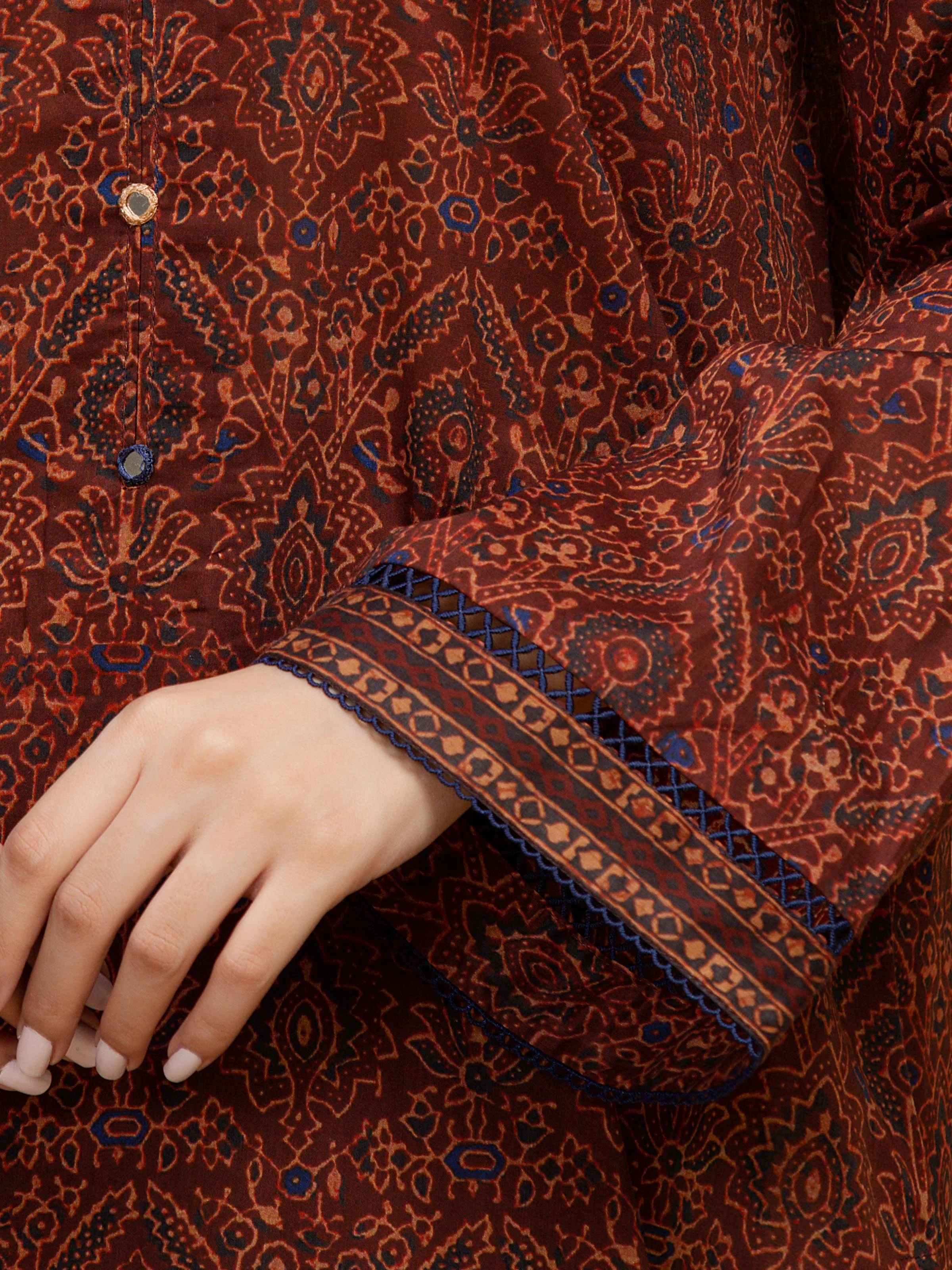 Unstitched  Printed Khaddar Shirt Trouser - EWU5A3-35998ST - Image 3