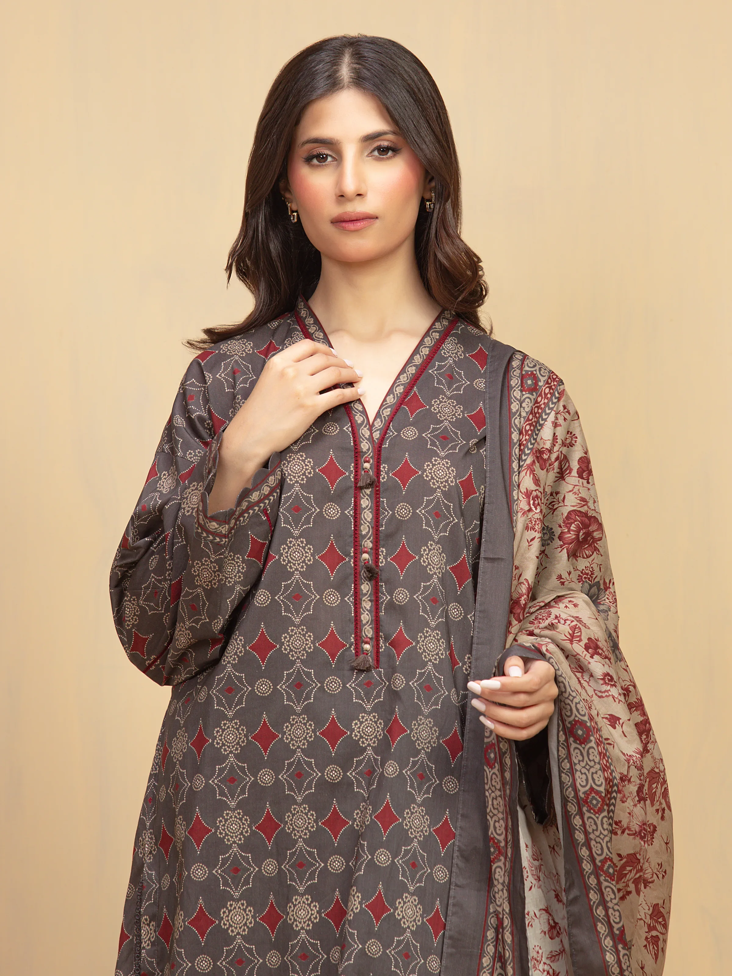 Unstitched Printed Khaddar Shirt - EWU5A3-36000S - Image 2