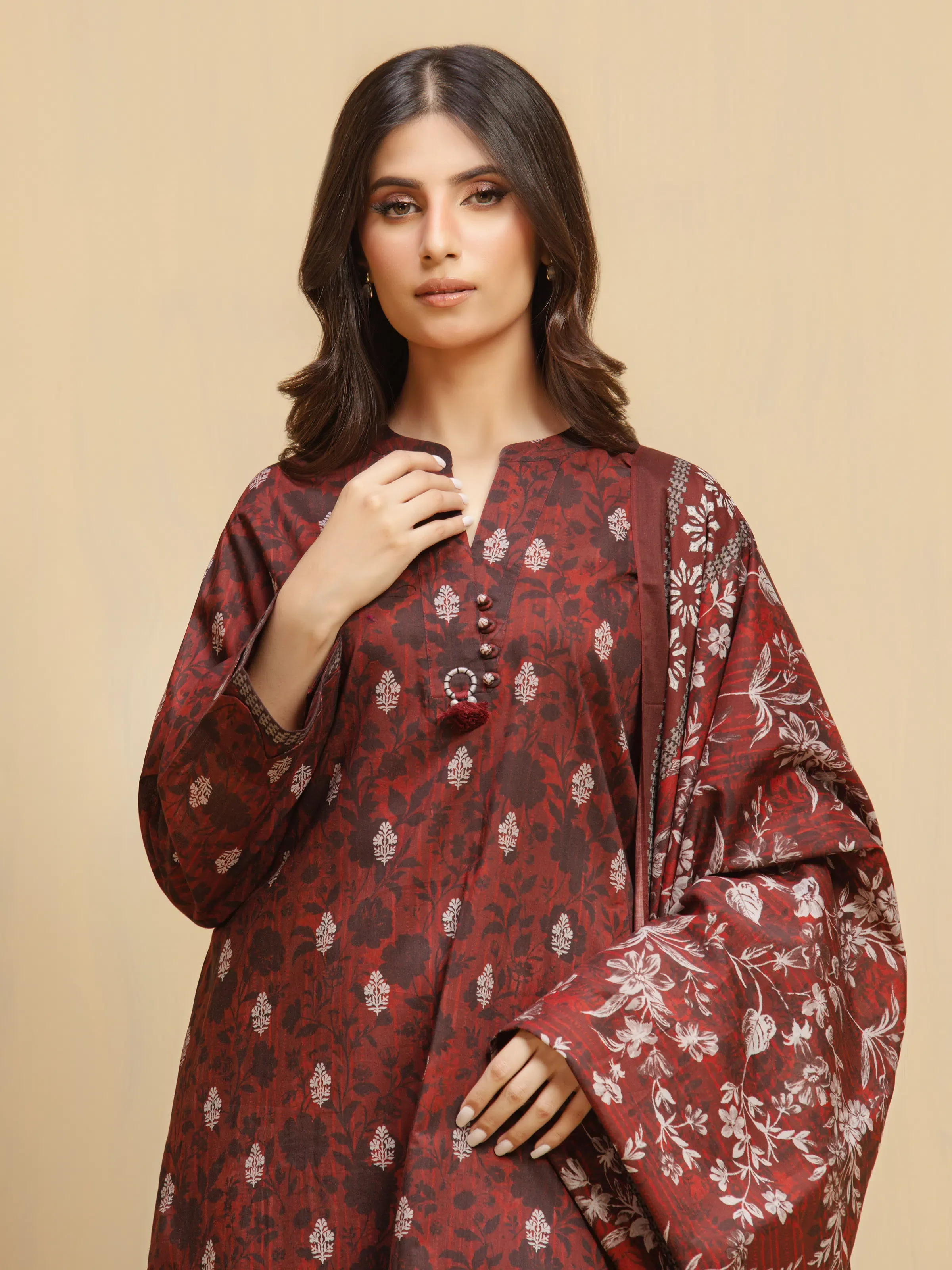 Unstitched Printed Khaddar Shirt - EWU5A3-36021S - Image 2
