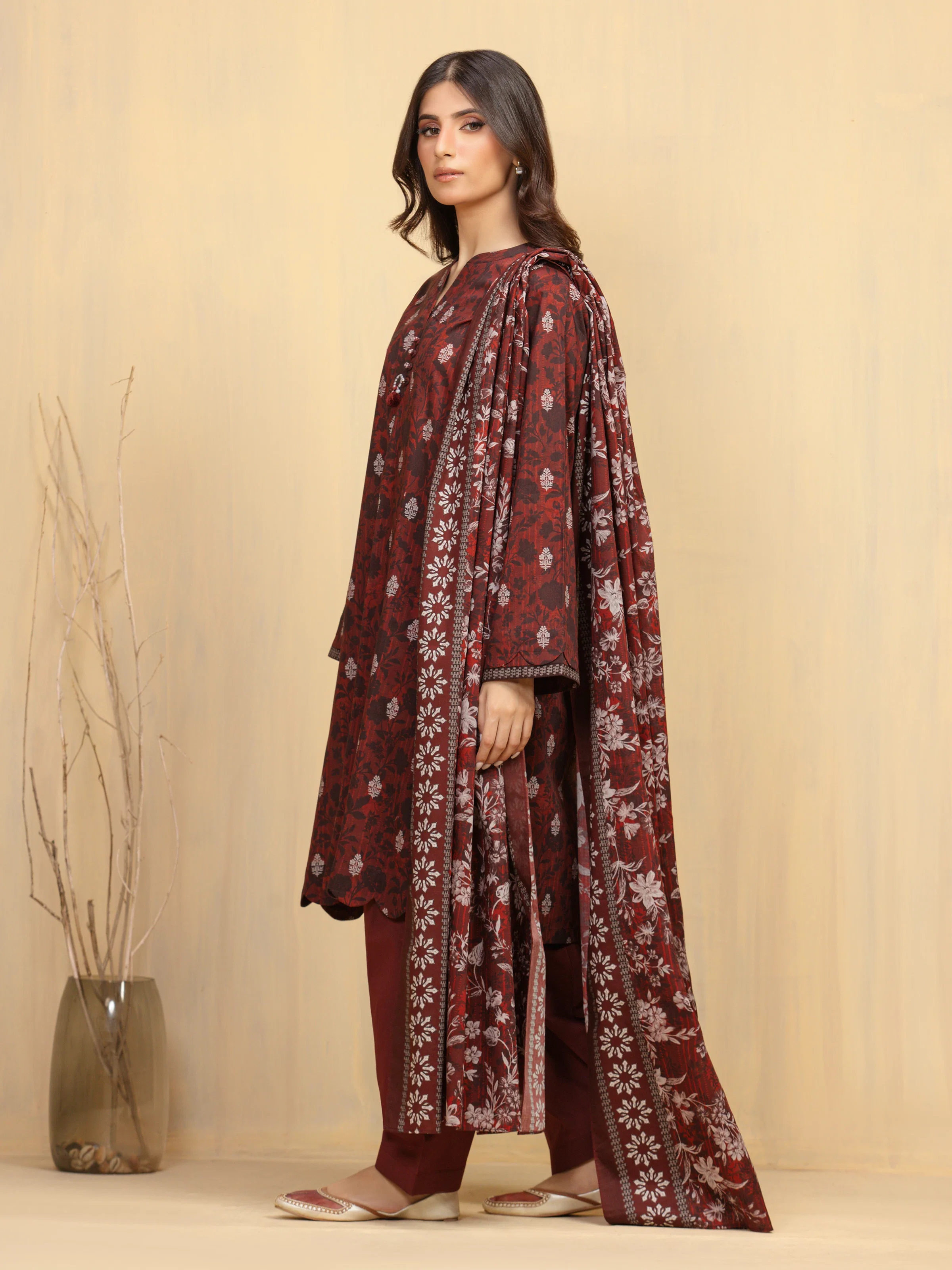 Unstitched Printed Khaddar Shirt - EWU5A3-36021S - Image 5