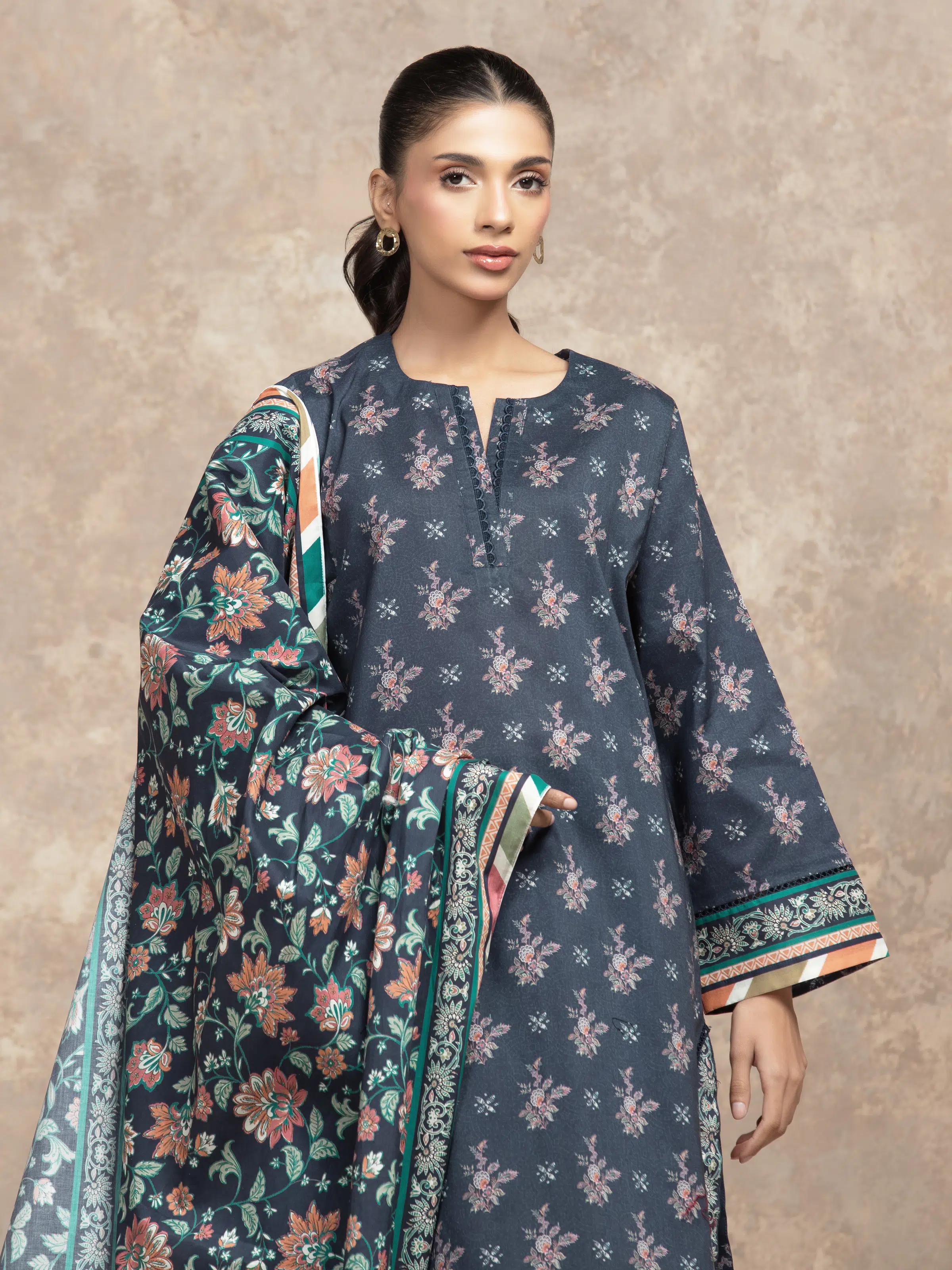 Unstitched Printed Khaddar Shirt Trouser - EWU5A3-36026ST - Image 2