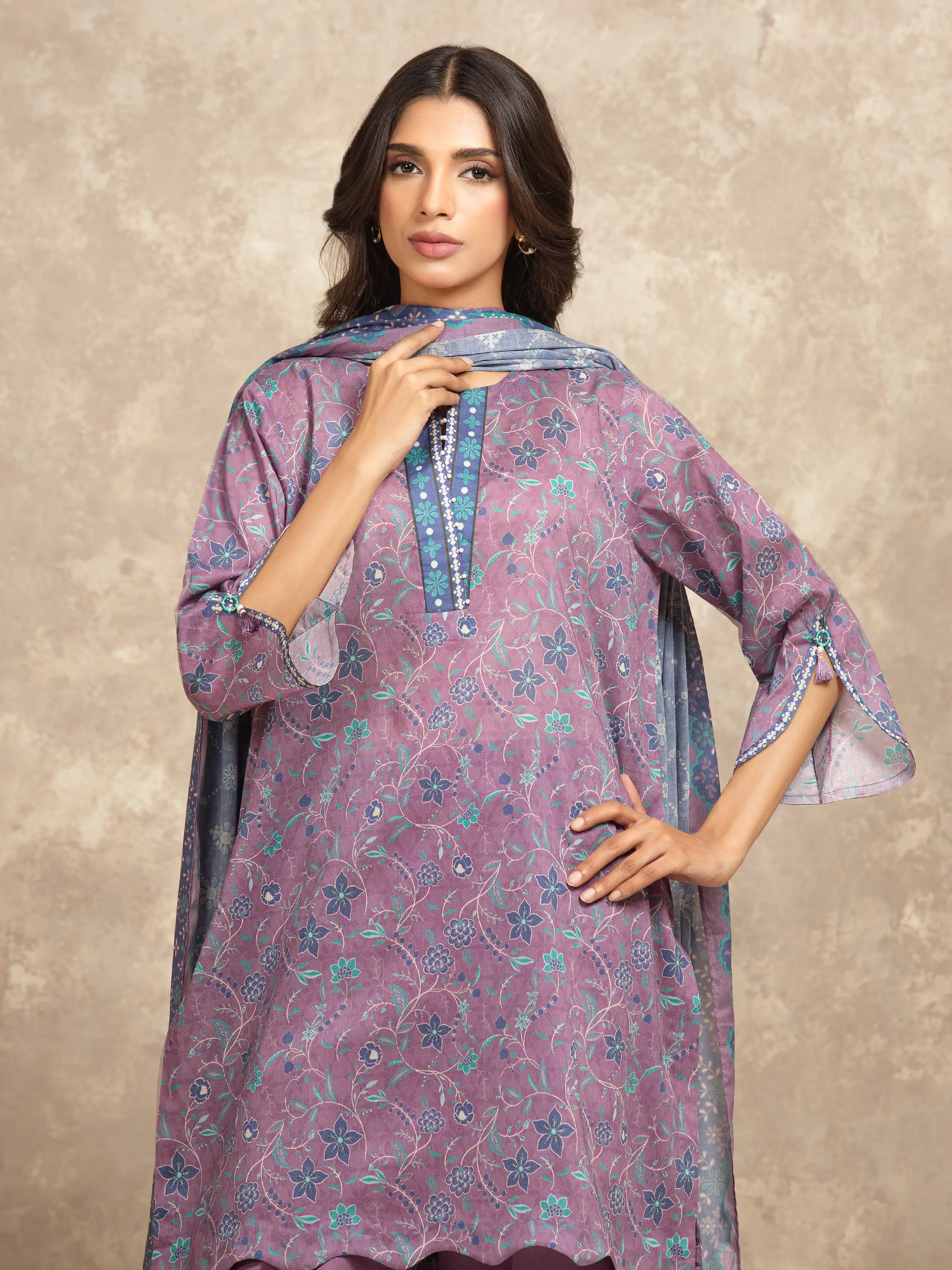 Unstitched Printed Khaddar Shirt Trouser - EWU5A3-36033ST - Image 2