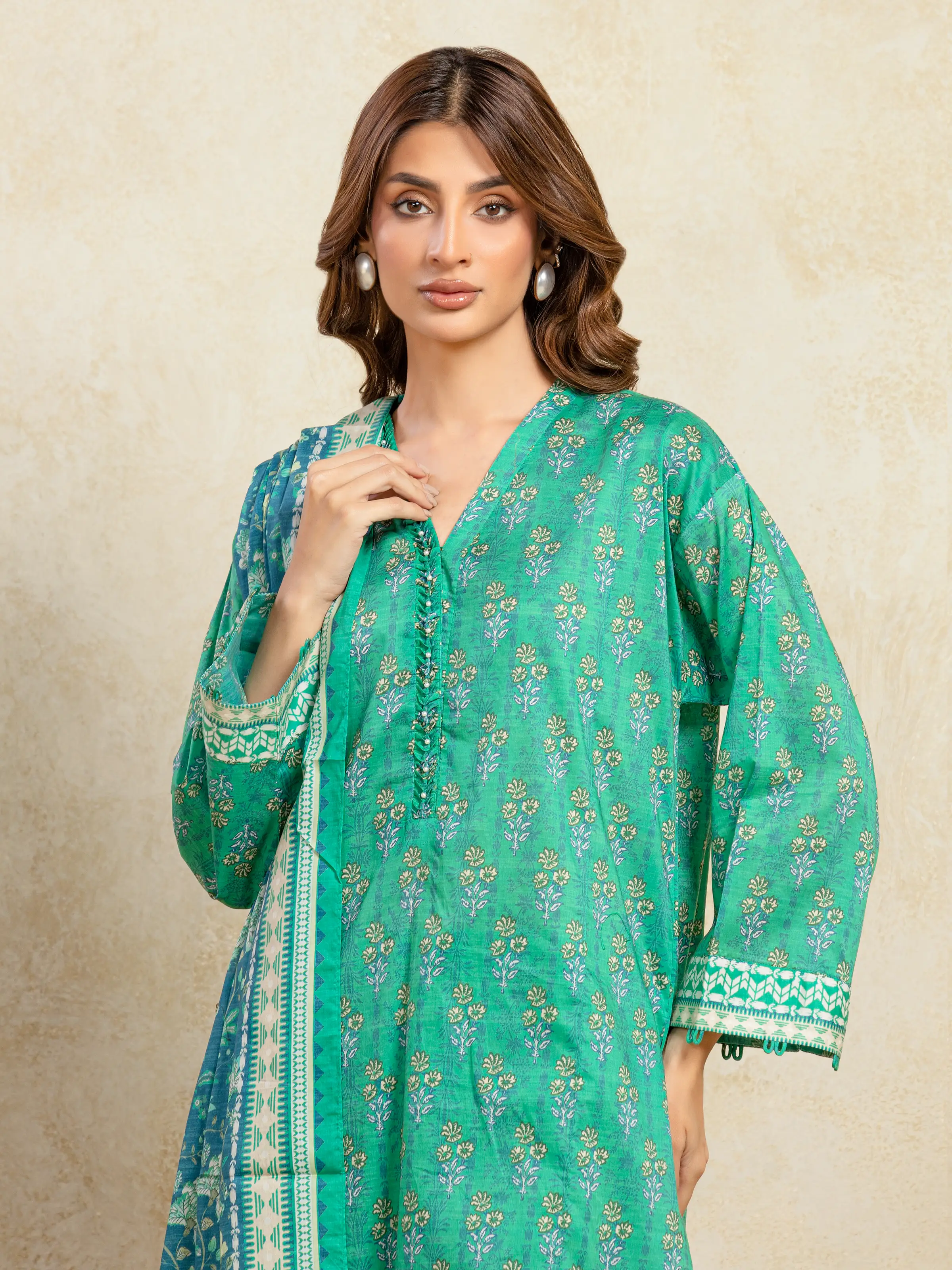 Unstitched Printed Khaddar Shirt Trouser - EWU5A3-36097ST - Image 2