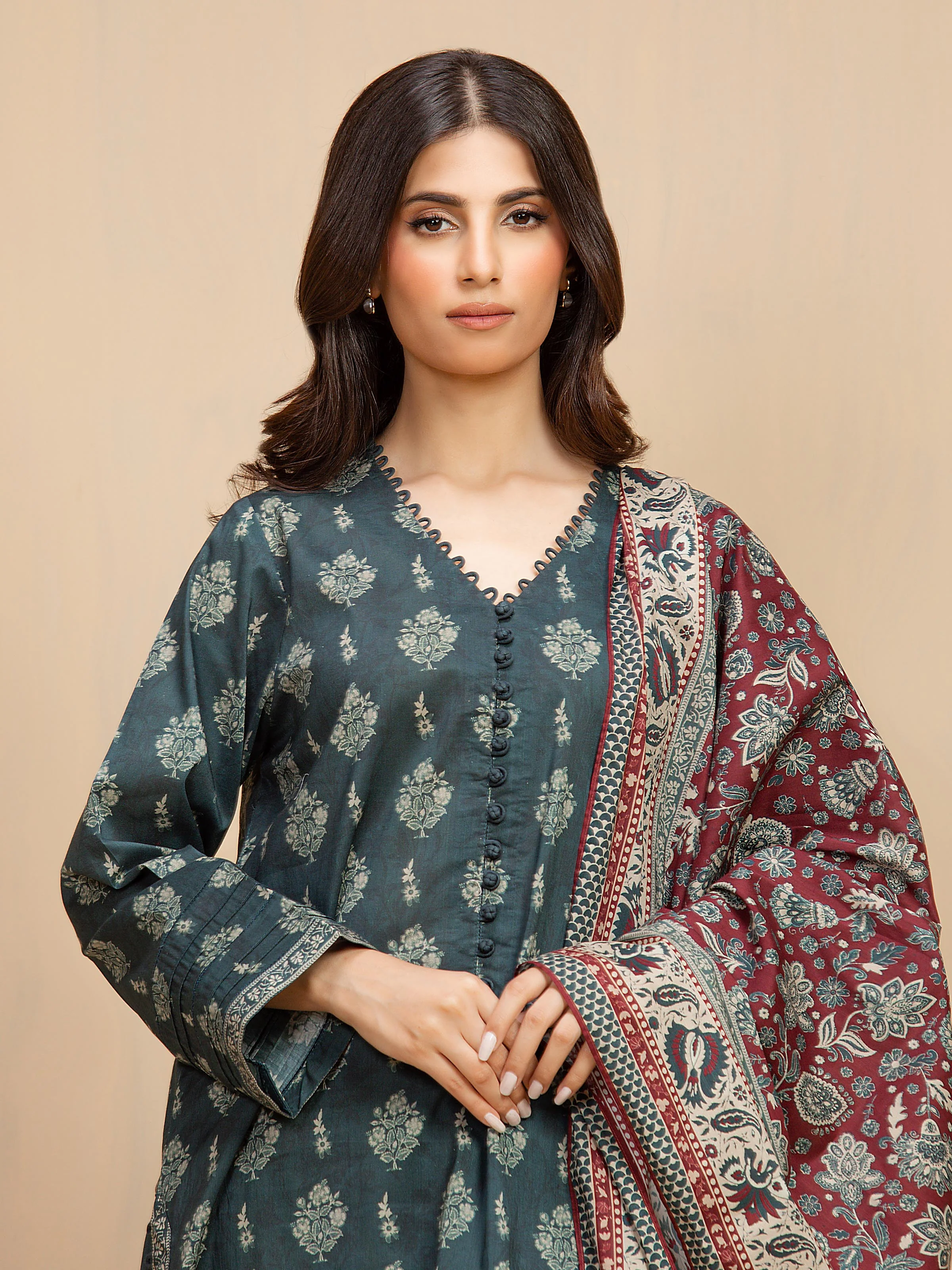 Unstitched  Printed Khaddar Shirt Trouser - EWU5A3-36120ST - Image 2