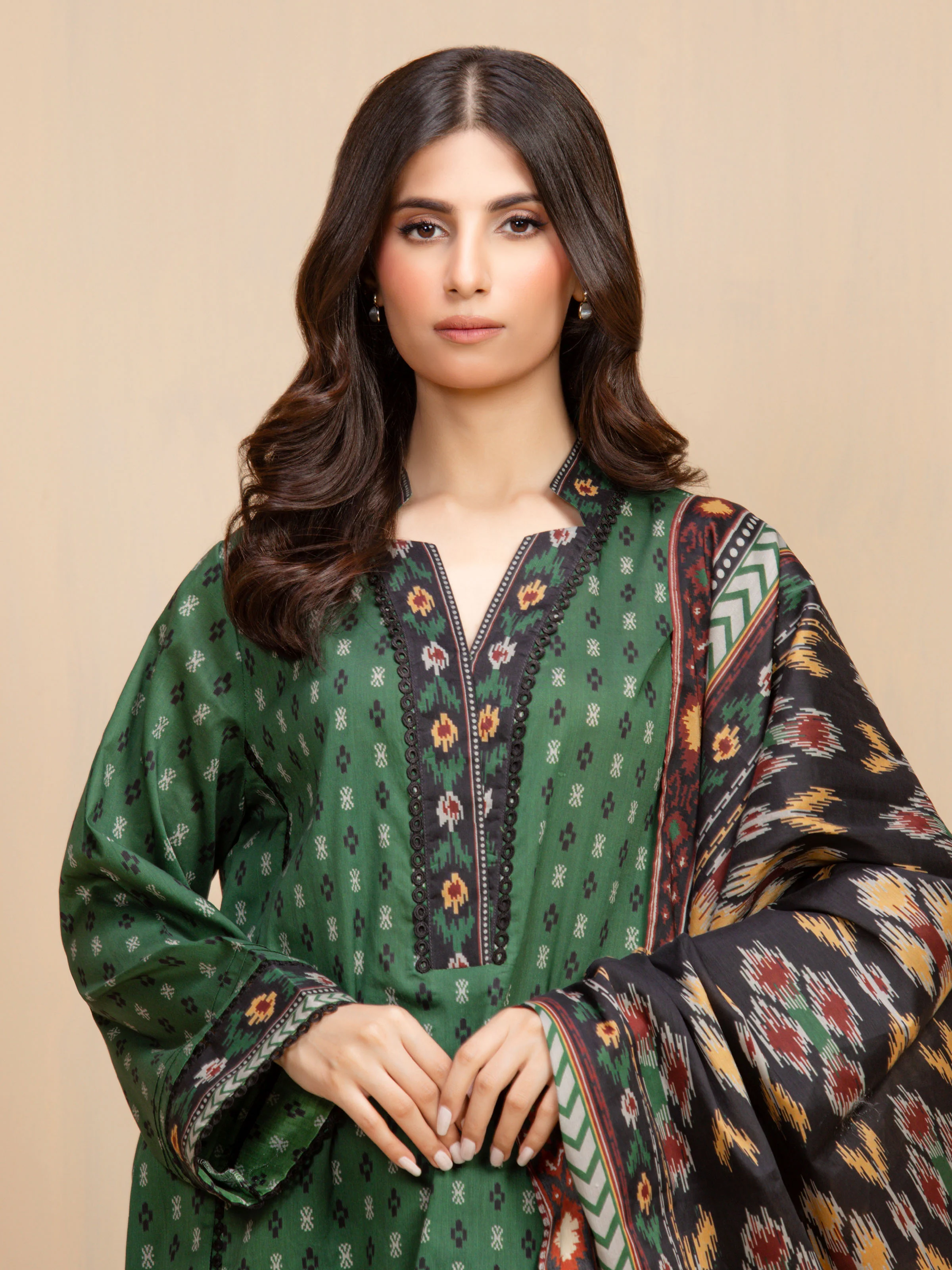 Unstitched Printed Khaddar Shirt - EWU5A3-36123S - Image 2