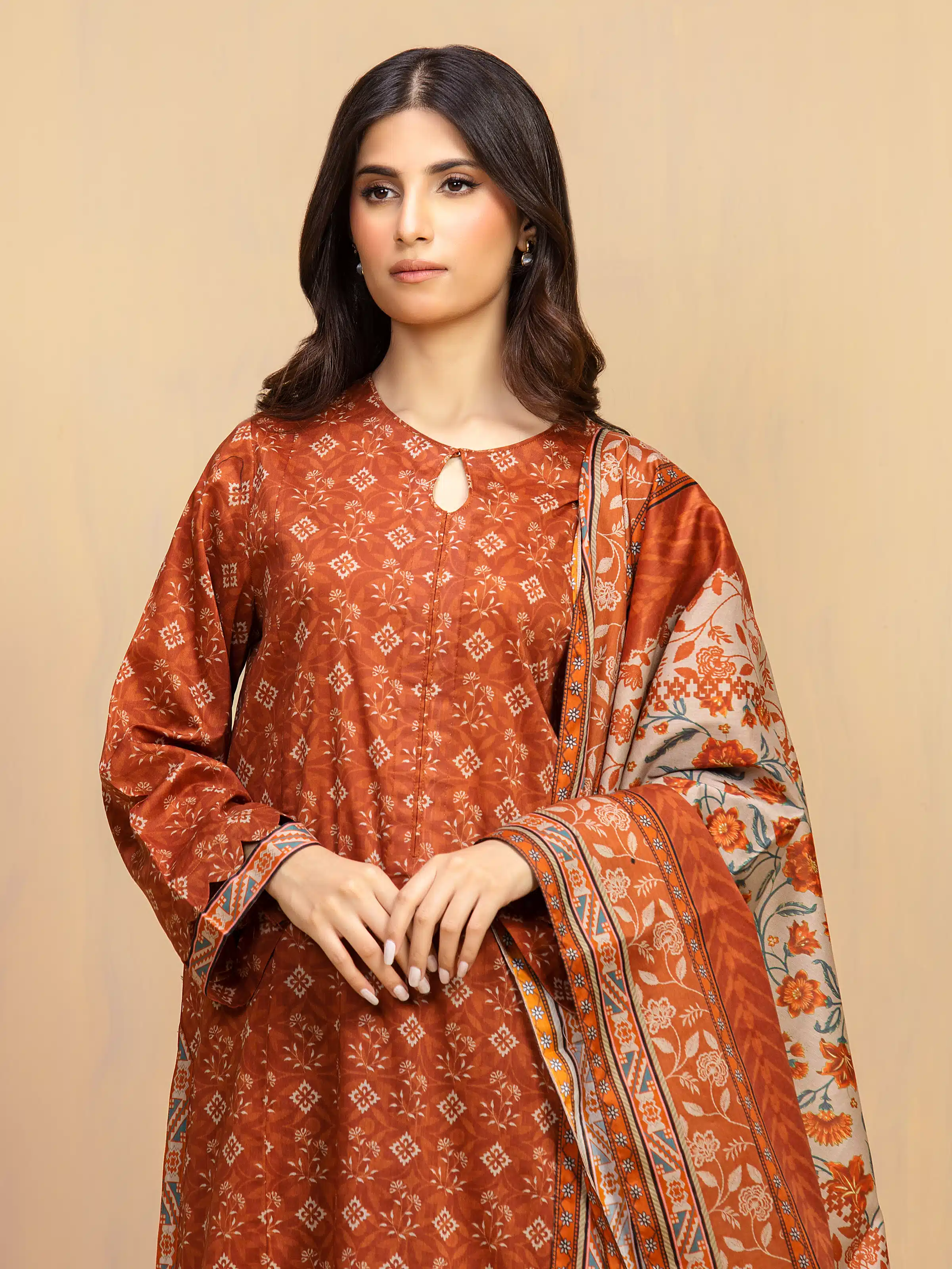 Unstitched Printed Khaddar Suit - EWU5A3-36128-3P - Image 2