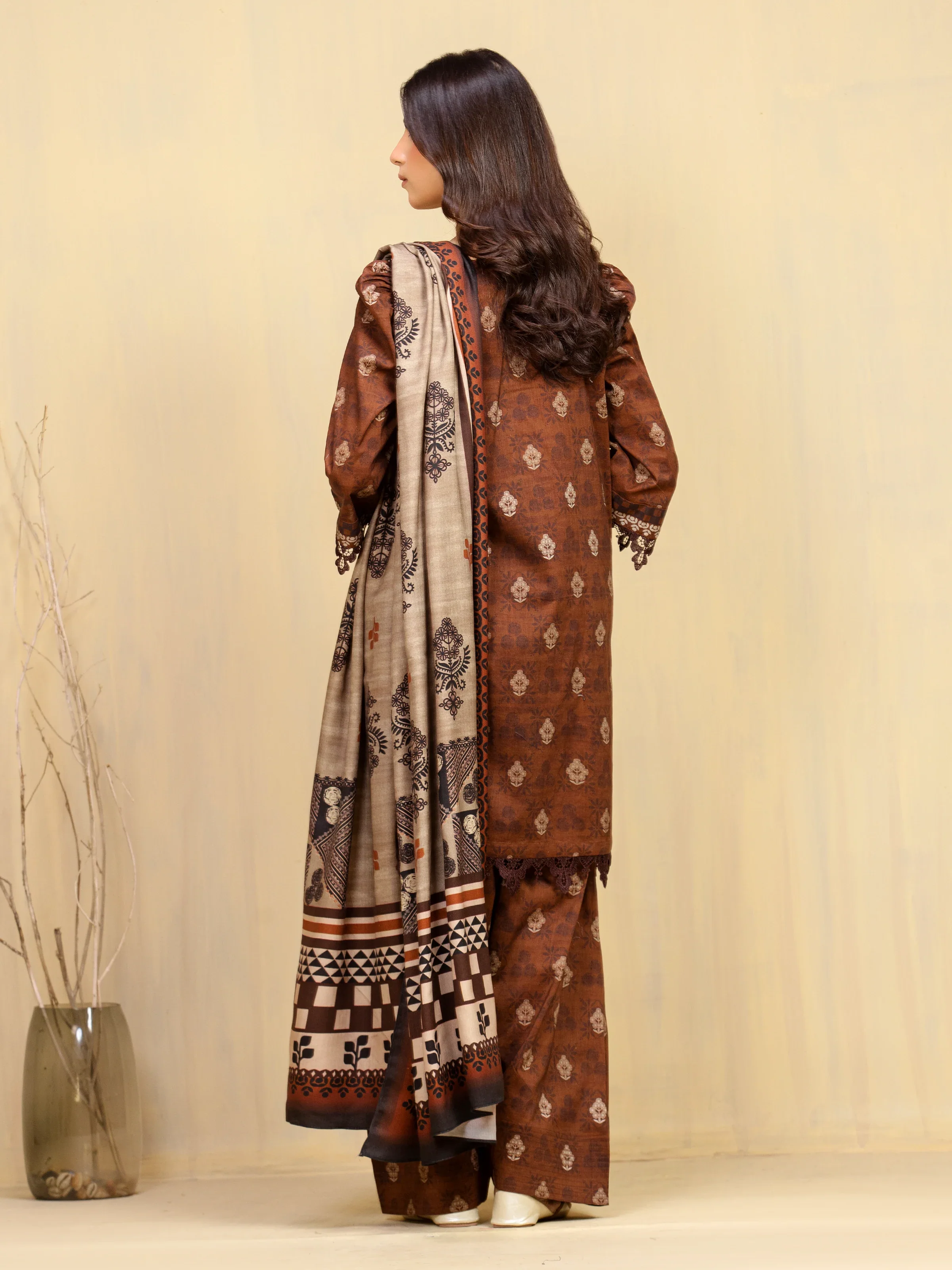 Unstitched Printed Khaddar Shirt - EWU5M3-001S - Image 5