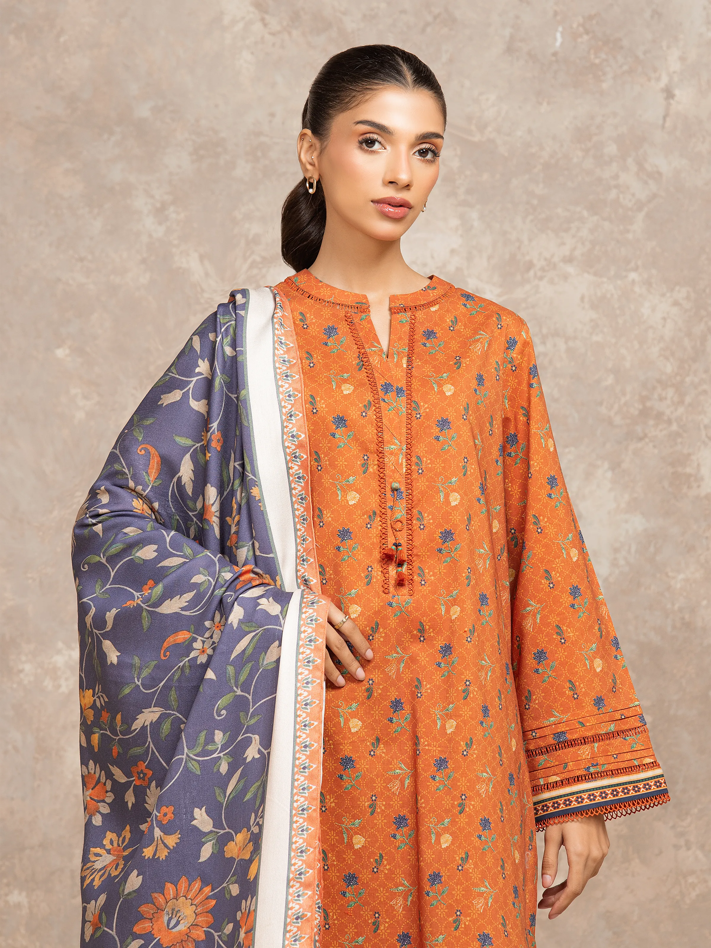 Unstitched Printed Khaddar Suit - EWU5M3-004-3P - Image 2
