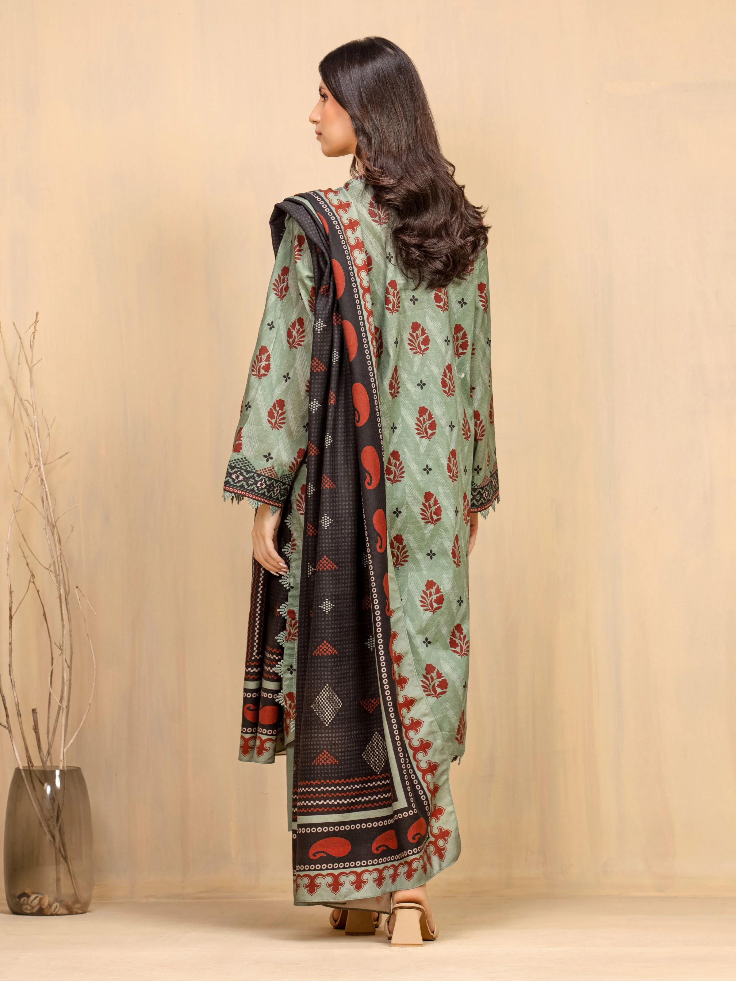 Unstitched Printed Khaddar Shirt Trouser - EWU5M3-018ST - Image 6