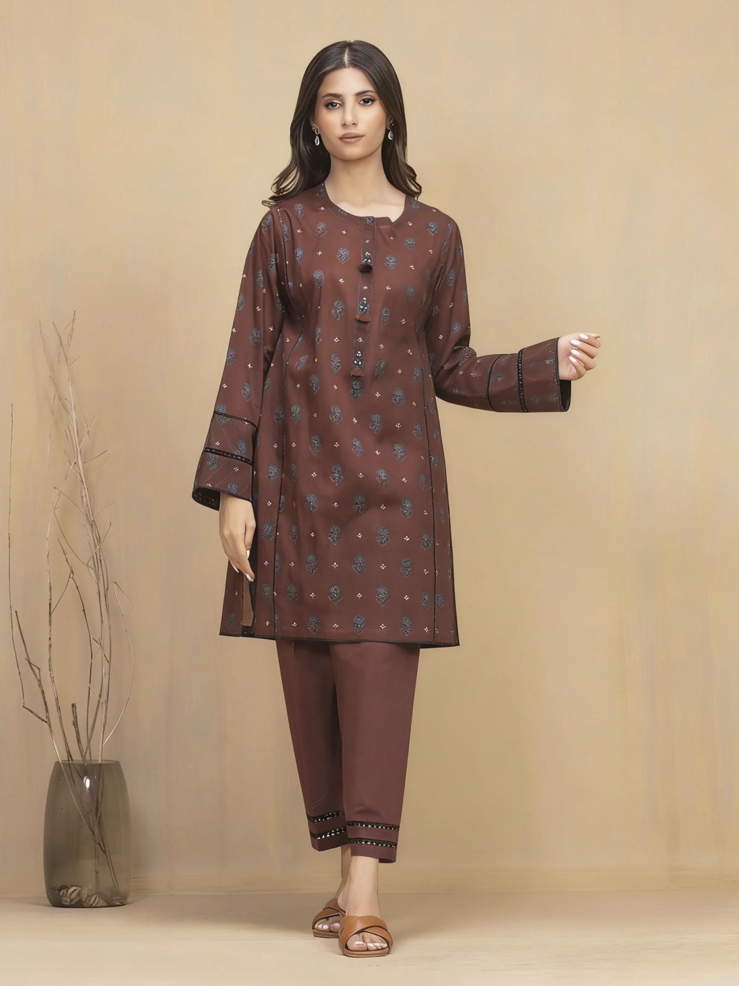 Unstitched Printed Khaddar Shirt Trouser - EWU5M3-020ST
