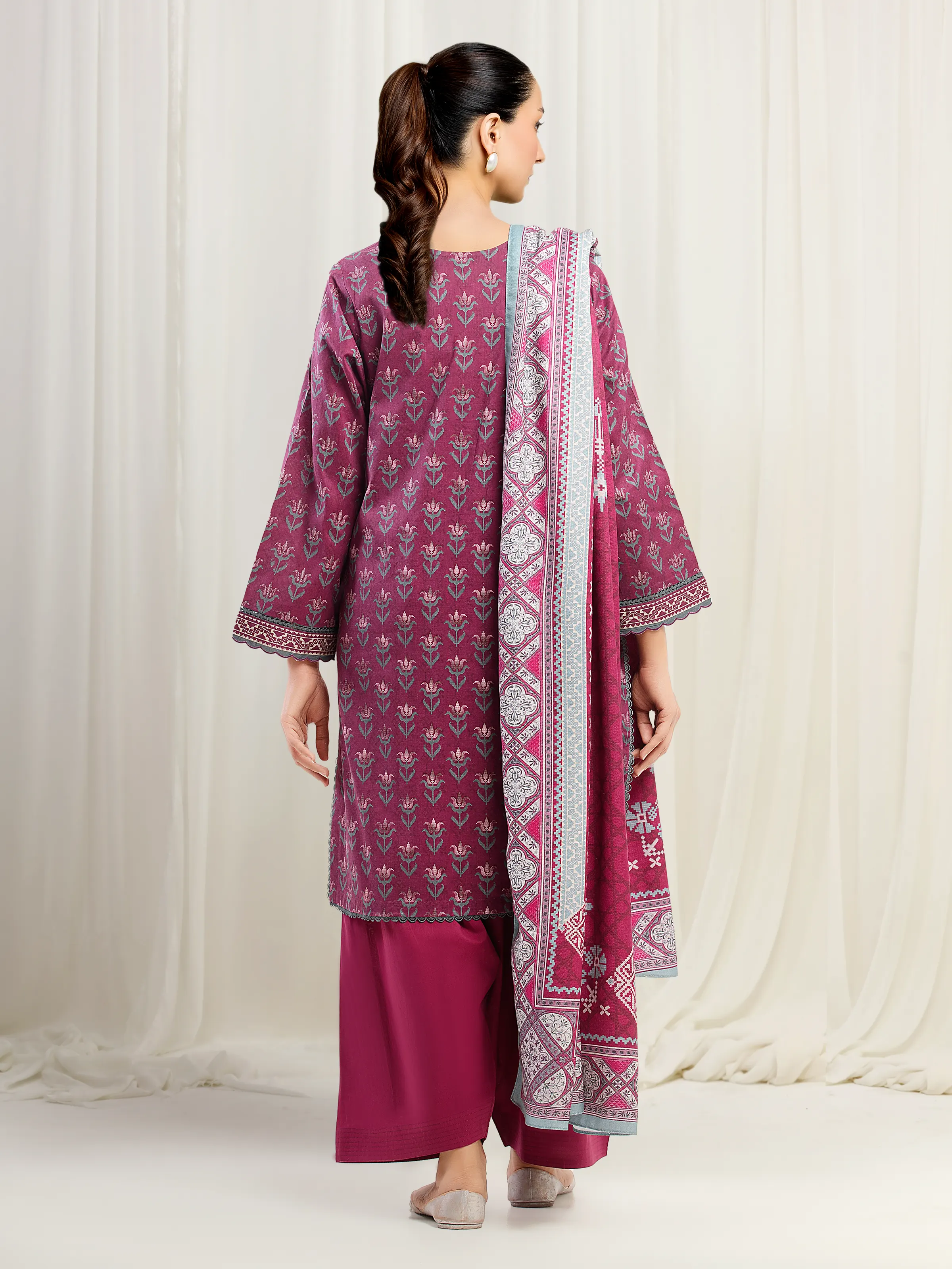 Unstitched Printed Khaddar Shirt Trouser - EWU5M3-022ST - Image 4