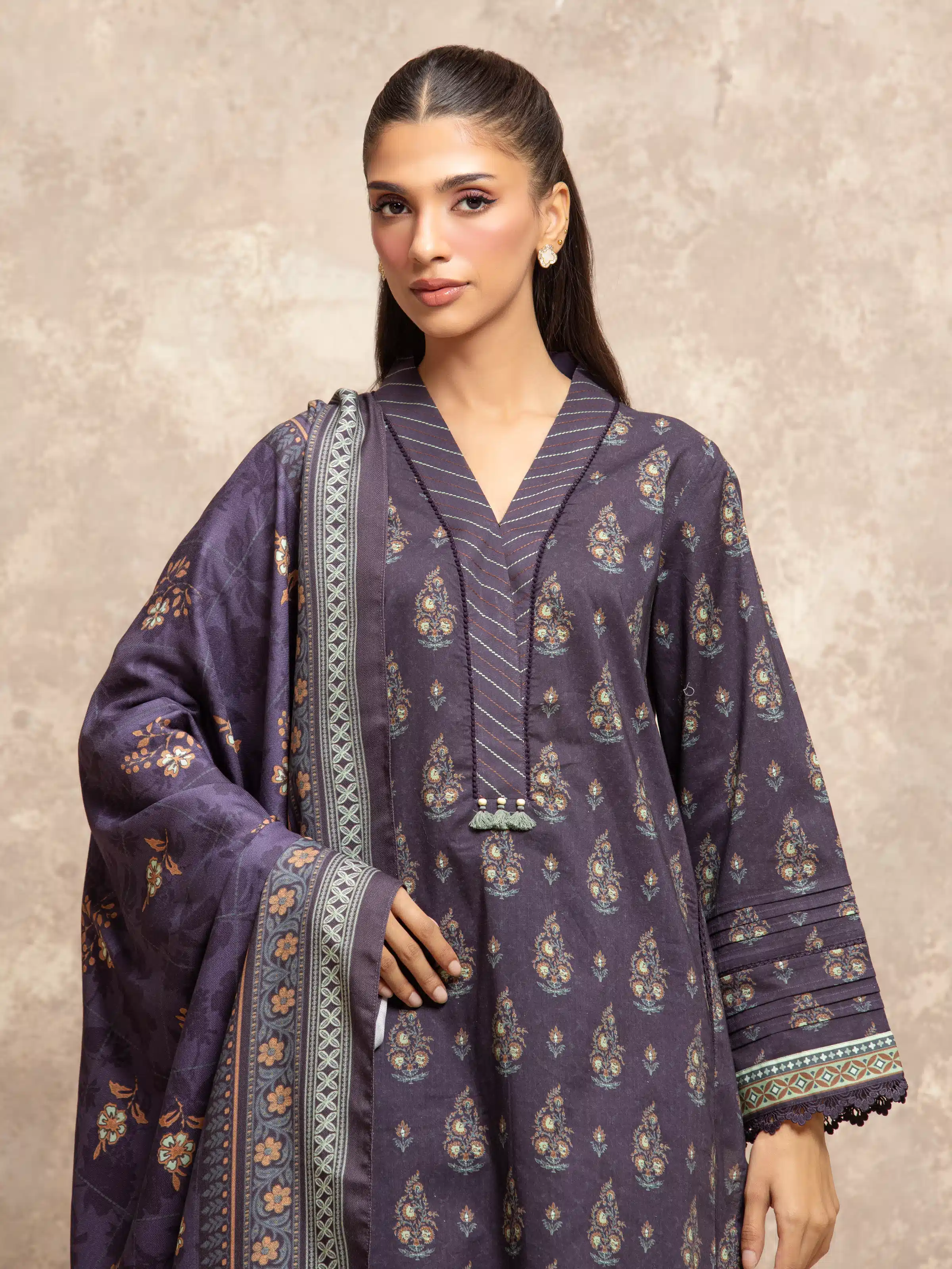 Unstitched Printed Khaddar Shirt - EWU5M3-024S - Image 2