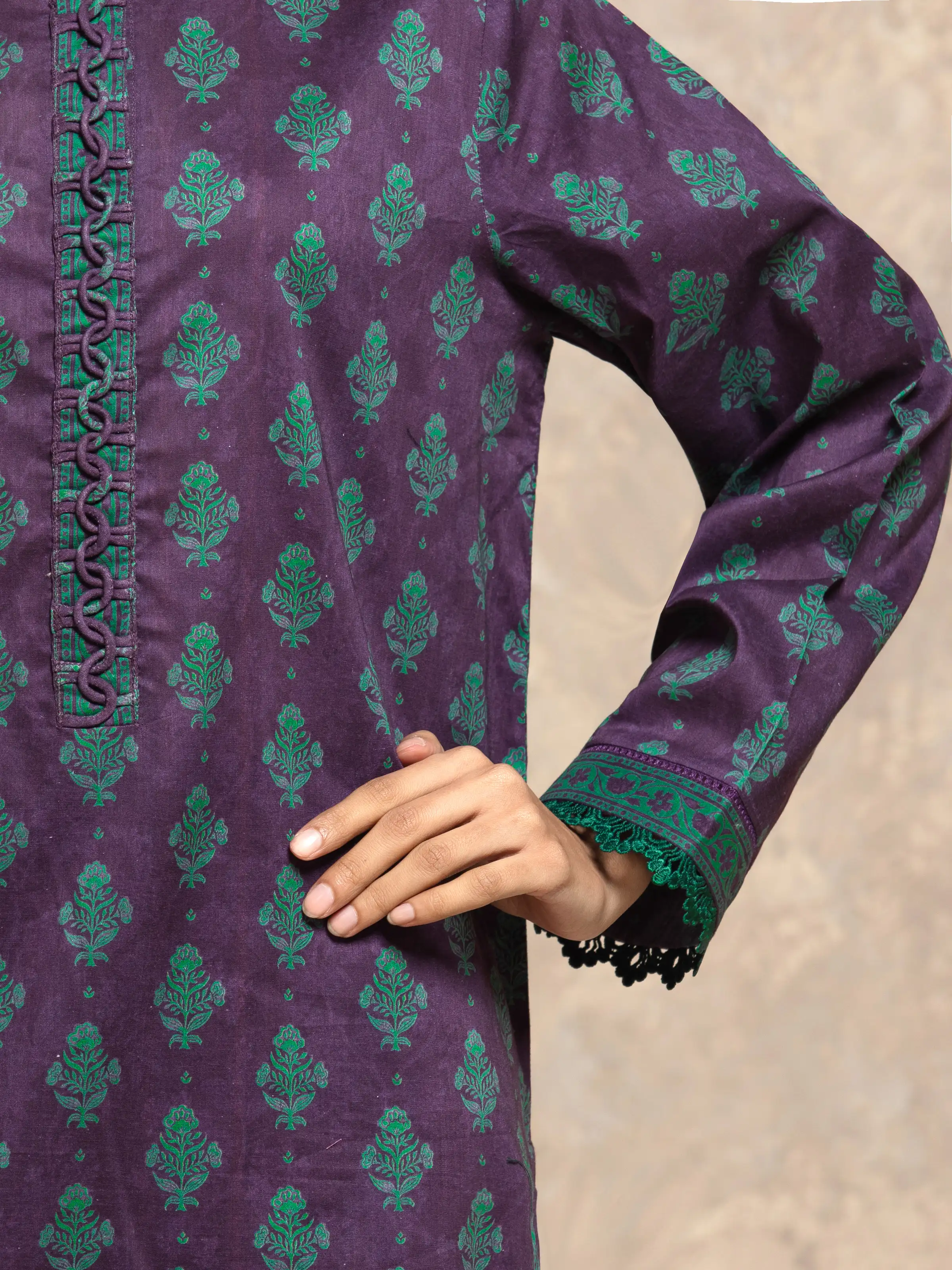 Unstitched  Printed Khaddar Shirt Trouser - EWU5M3-026ST - Image 4