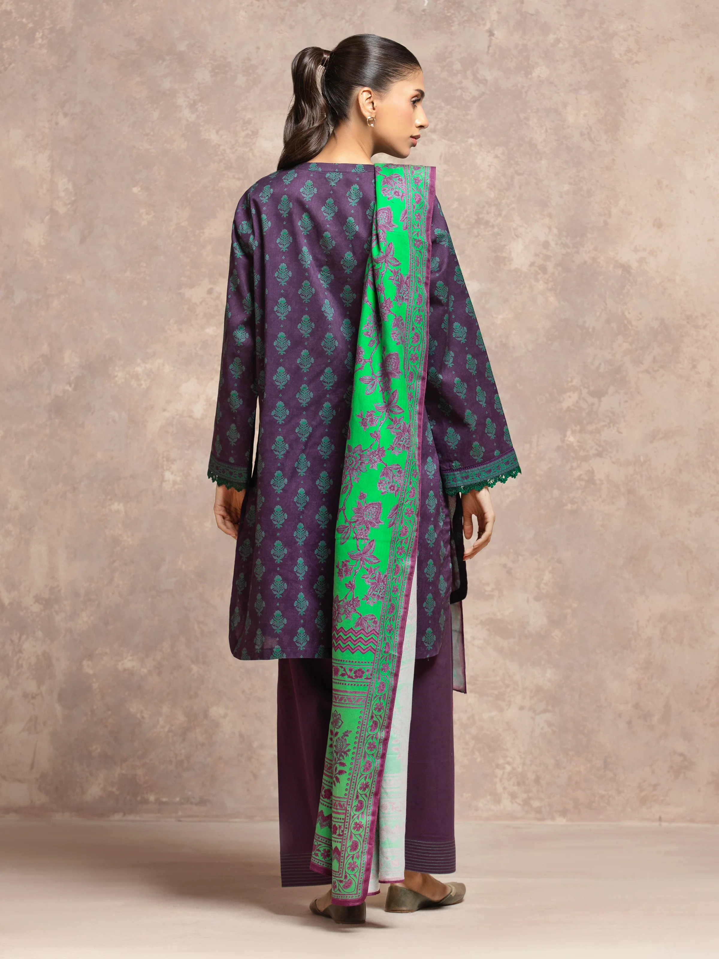 Unstitched  Printed Khaddar Shirt Trouser - EWU5M3-026ST - Image 6