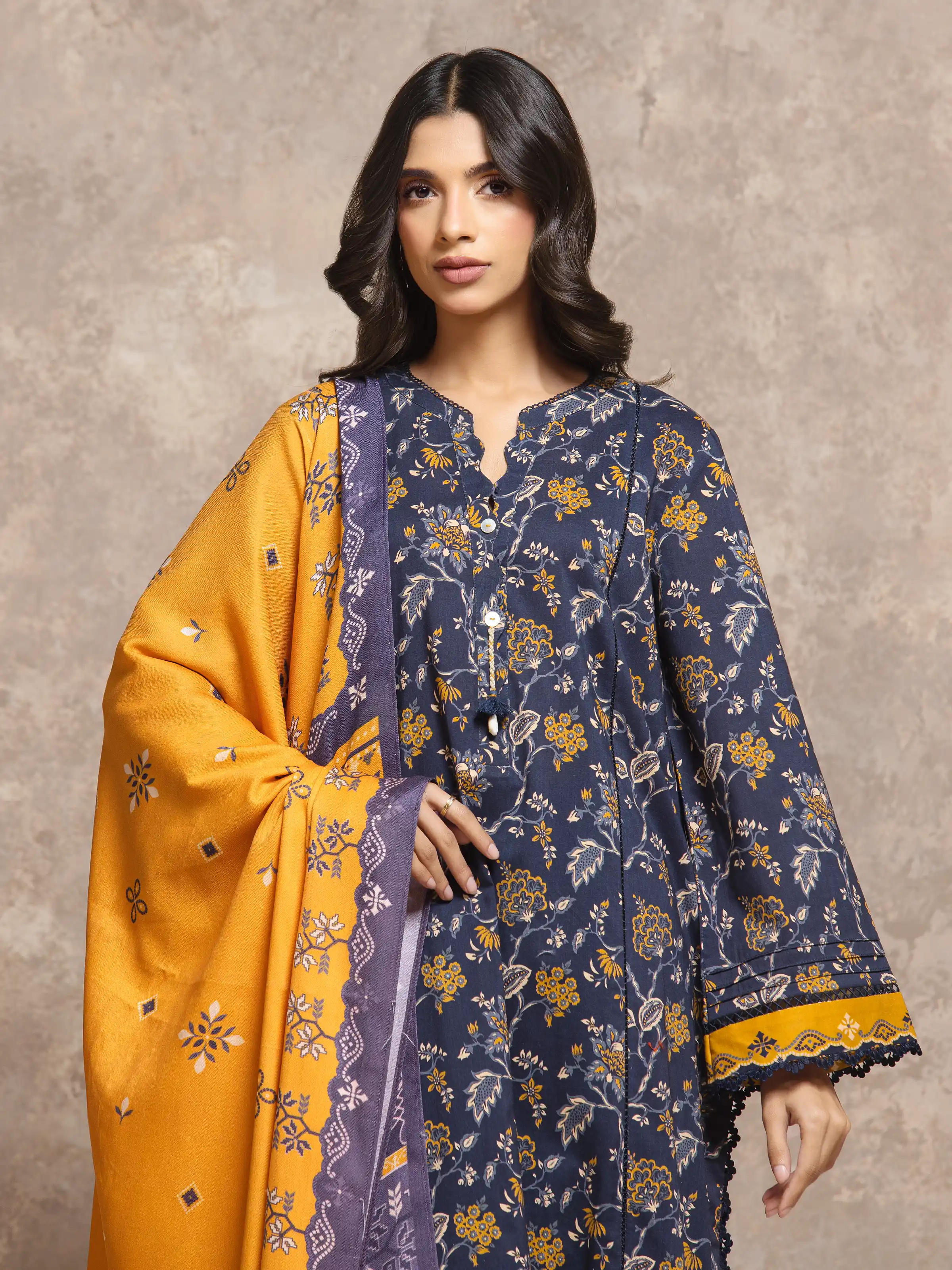 Unstitched Printed Khaddar Shirt Trouser - EWU5M3-038ST - Image 2