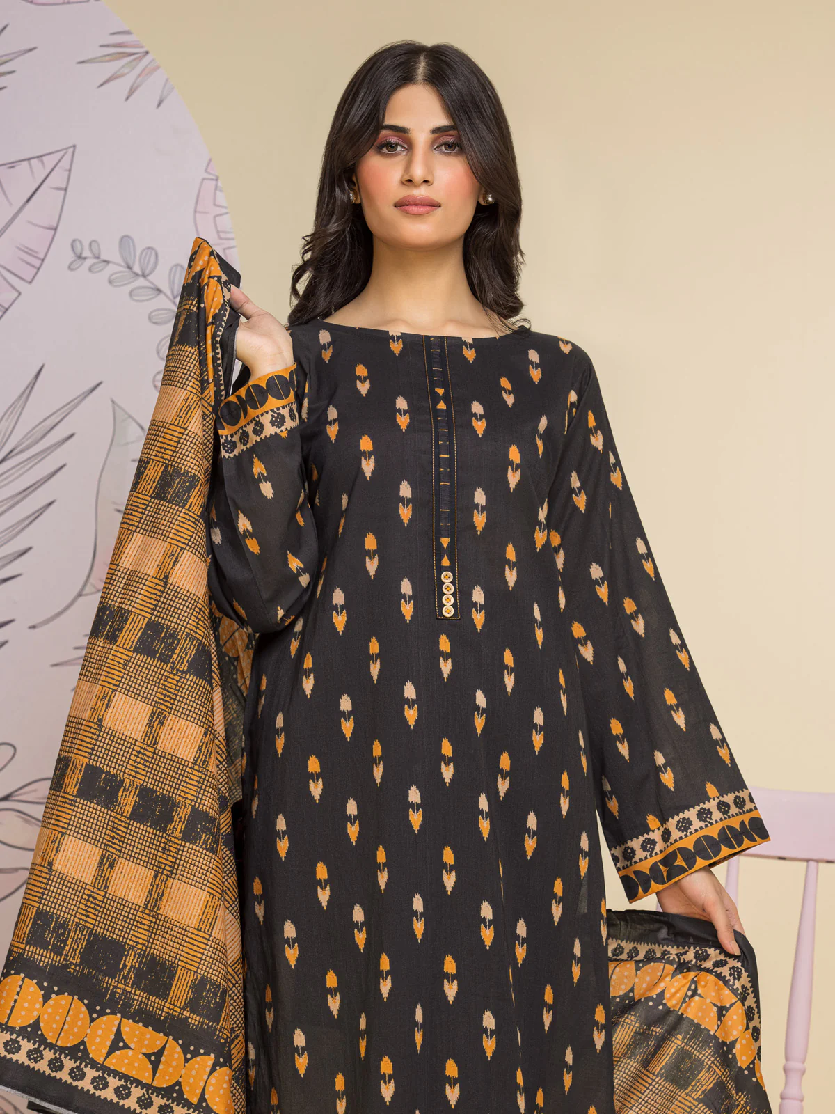 Unstitched  Printed Lawn Shirt - EWU24A1-26233S - Image 3