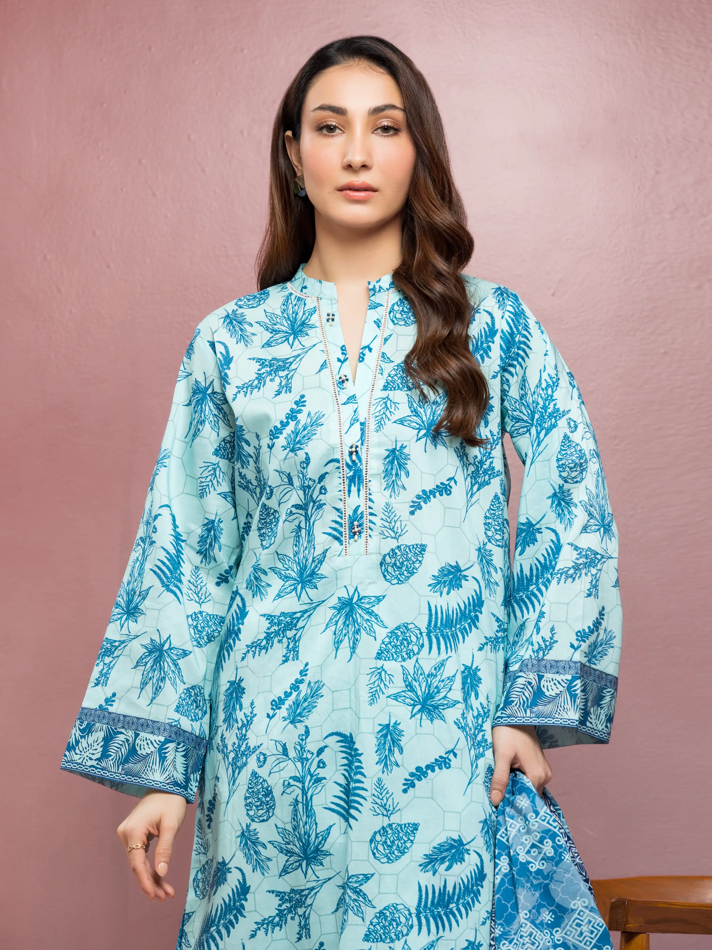 Unstitched  Printed Lawn Shirt - EWU5A1-35082S - Image 4
