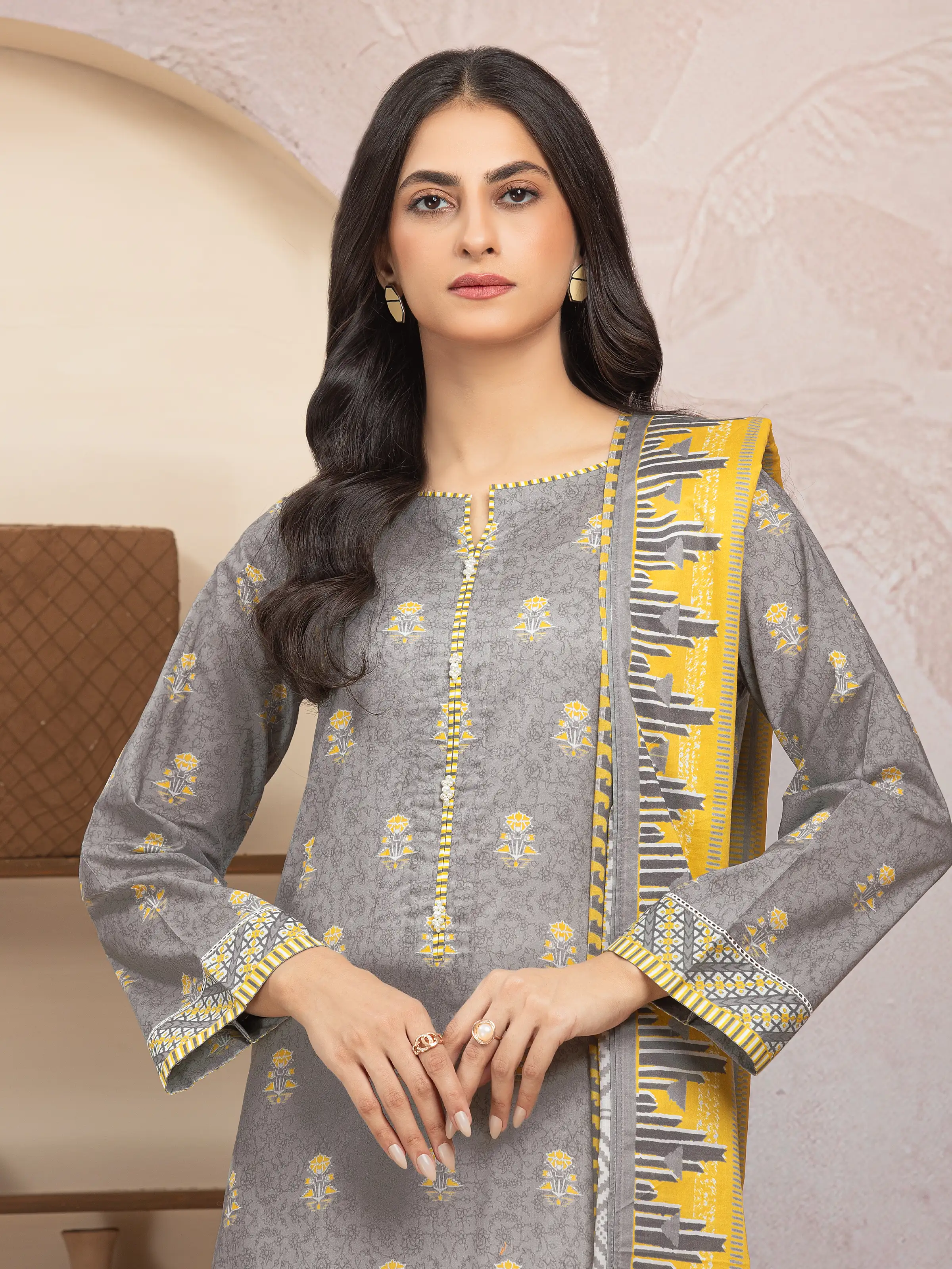 Unstitched Printed Lawn Suit - EWU5A1-35206-3P - Image 3